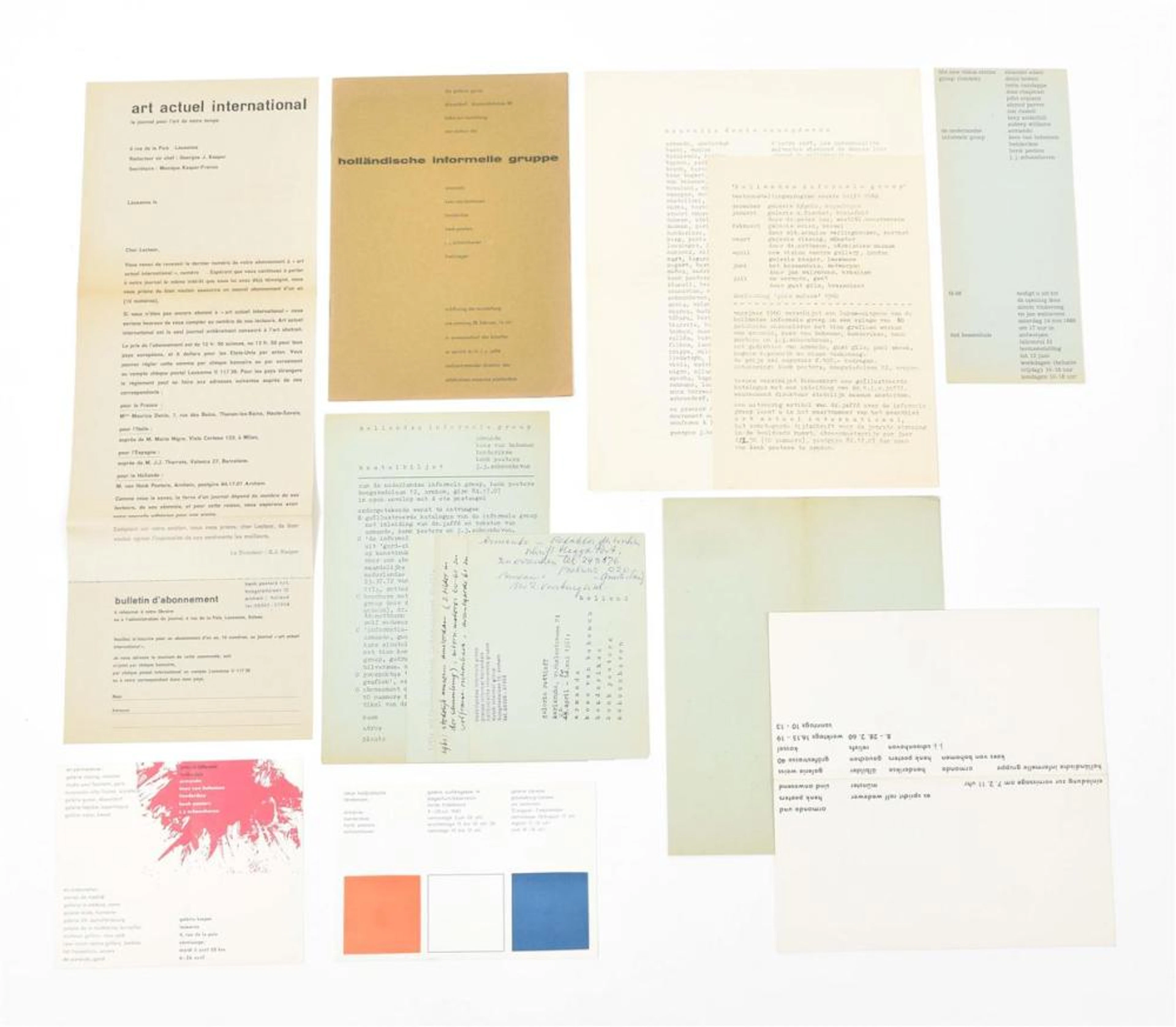[1960S] HOLLANDSE INFORMELEN/DUTCH INFORMAL GROUP, COLLECTION OF DOCUMENTS
