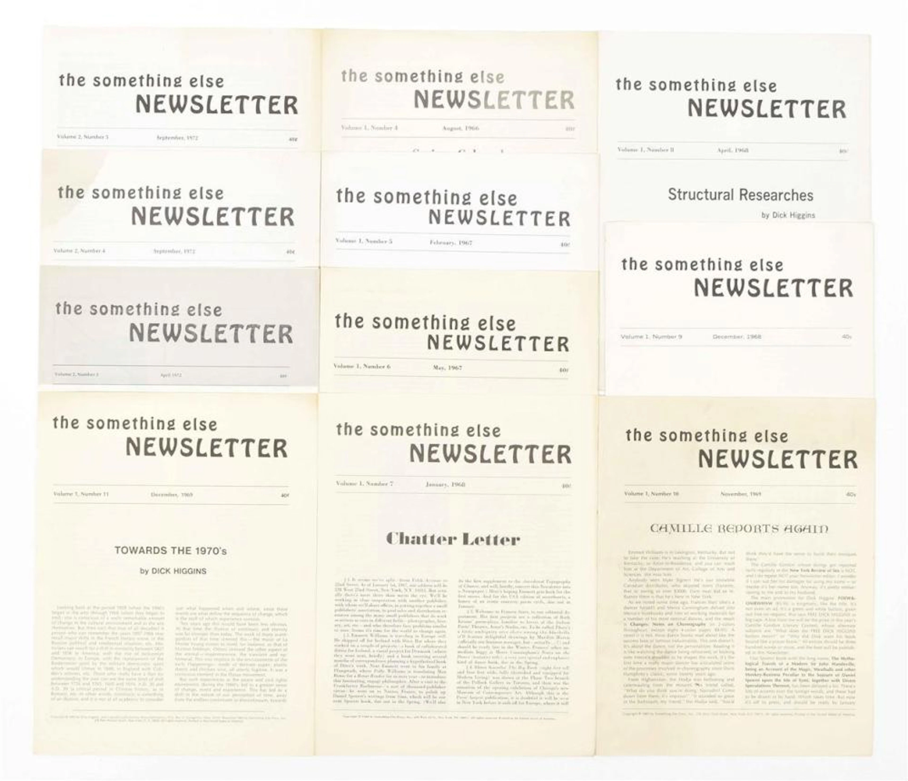 [FLUXUS] THE SOMETHING ELSE NEWSLETTER, A COLLECTION OF 11 ISSUES 1966-1972