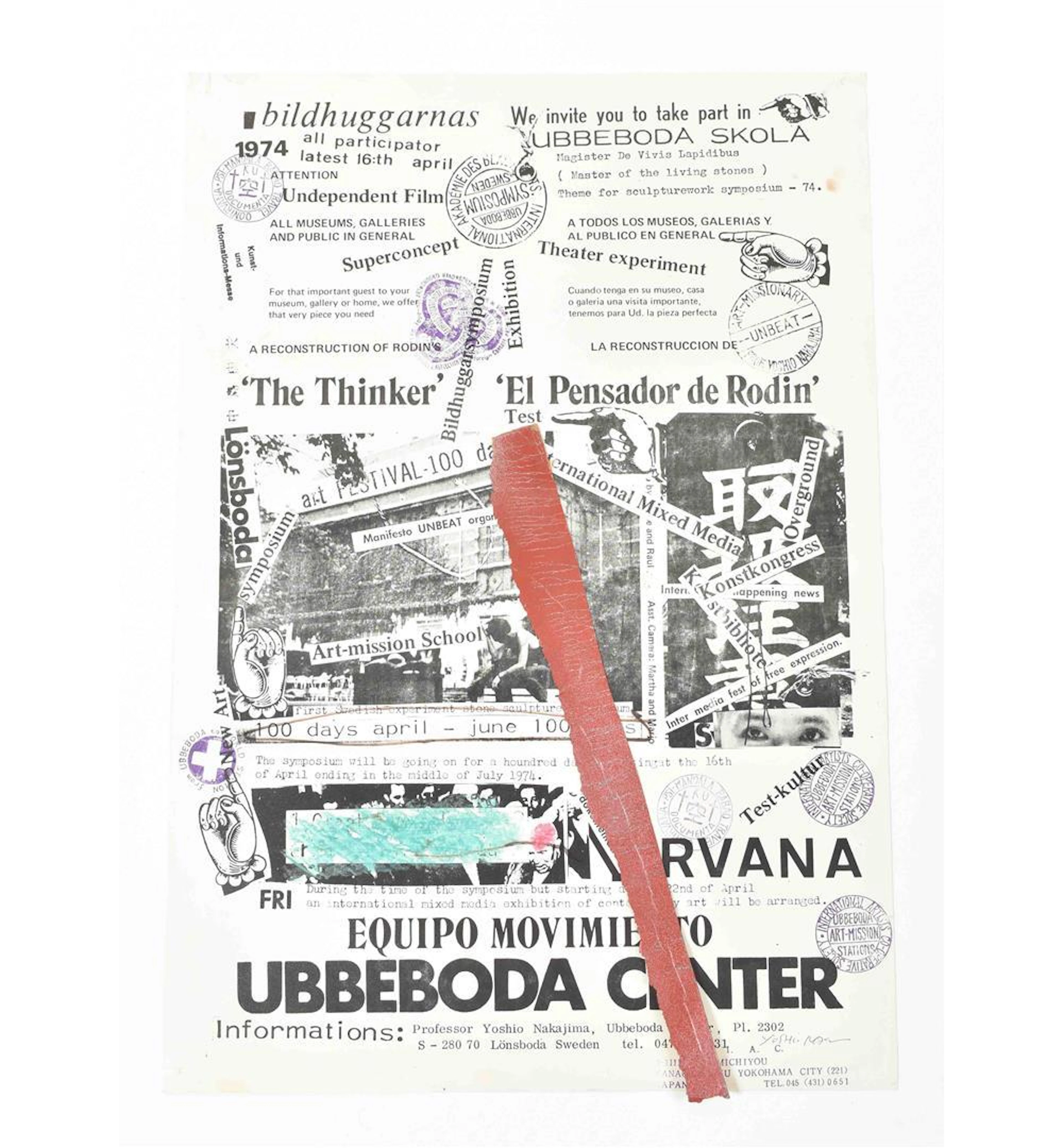[FLUXUS] YOSHIO NAKAJIMA, ORIGINAL COLLAGE UBBEBODA CENTER, 1974