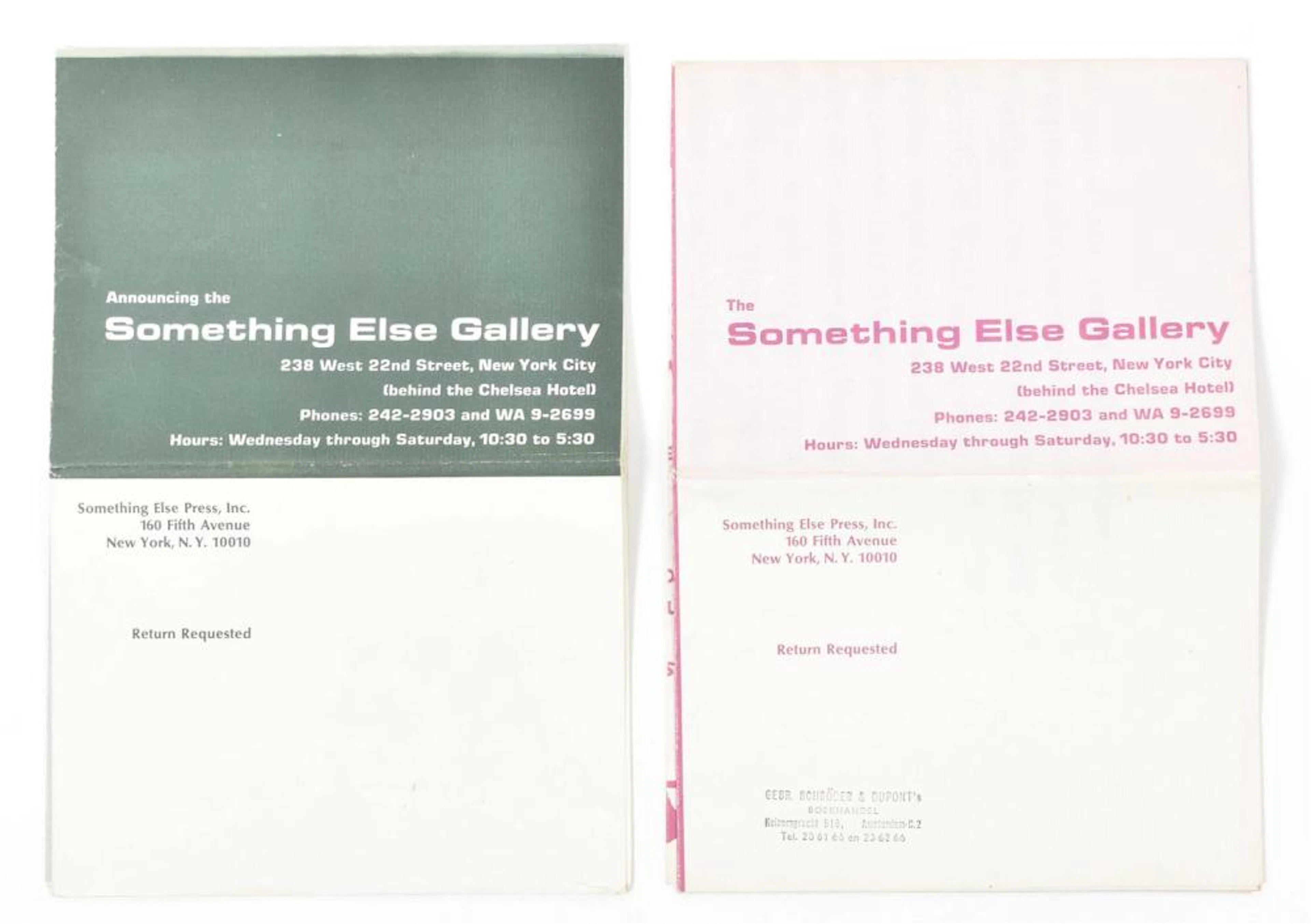 [FLUXUS] SOMETHING ELSE GALLERY, TWO EXHIBITION ANNOUNCEMENT POSTERS