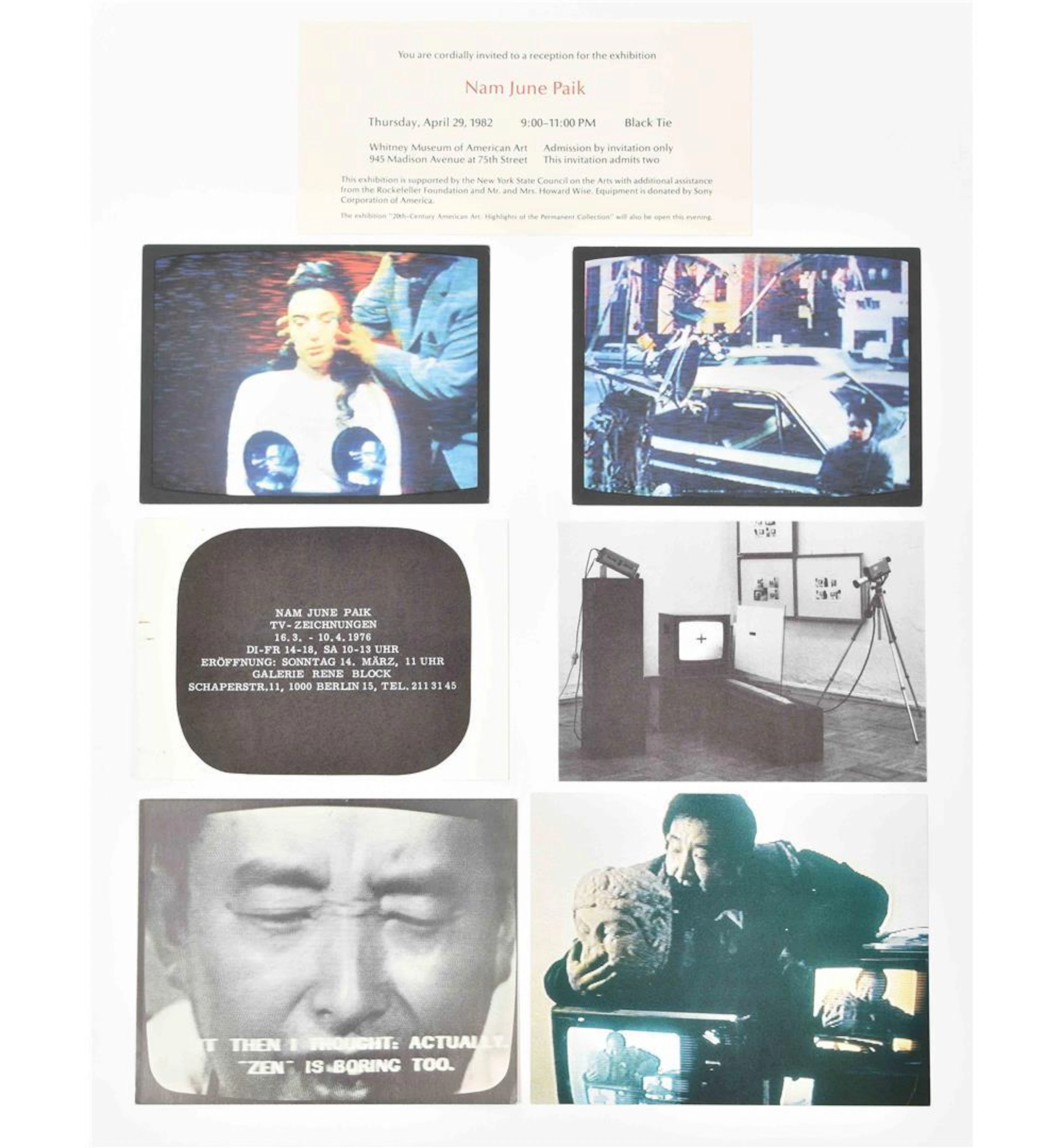 [FLUXUS] NAM JUNE PAIK, 7 ANNOUNCEMENT CARDS FROM THE 1970S AND 1980S