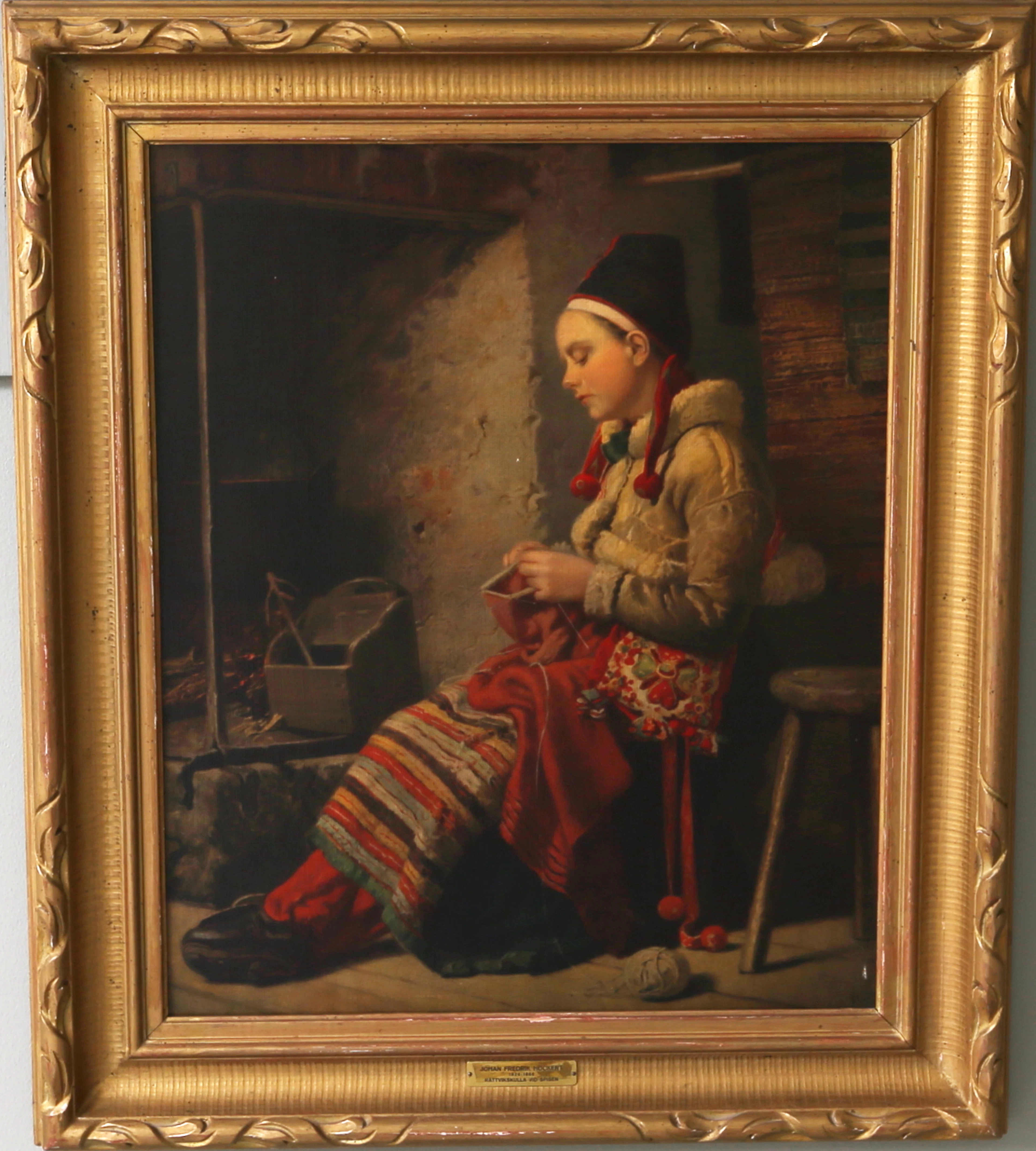 JOHAN FREDRIK HÖCKERT. Replik. "Rättvikskulla vid spisen", Master Art, kopia.