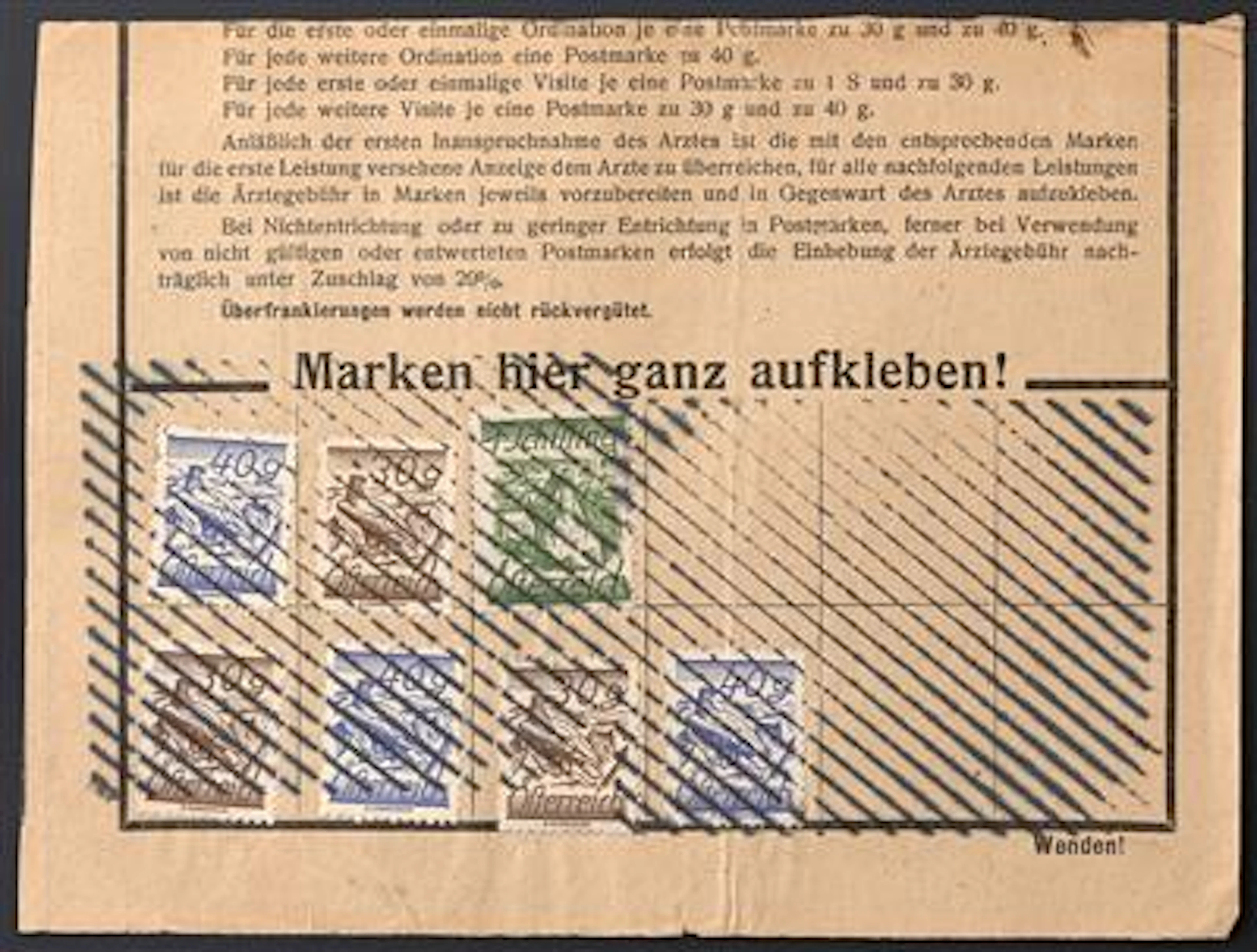 Poststück - Österr. ca. 1925 - 15 Arztabrechnungs-Abschnitte mit verschiedenen