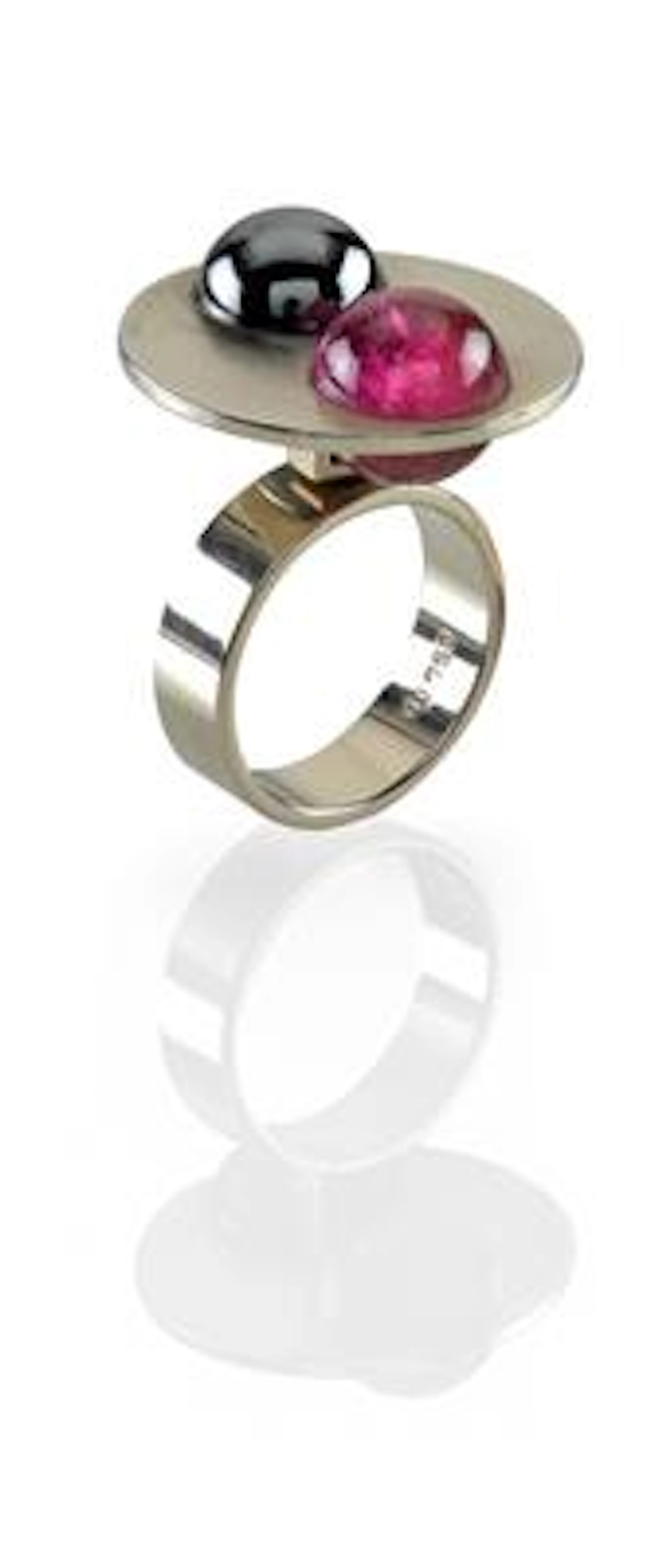 Friedrich Becker kinetic tourmaline haematite ring
