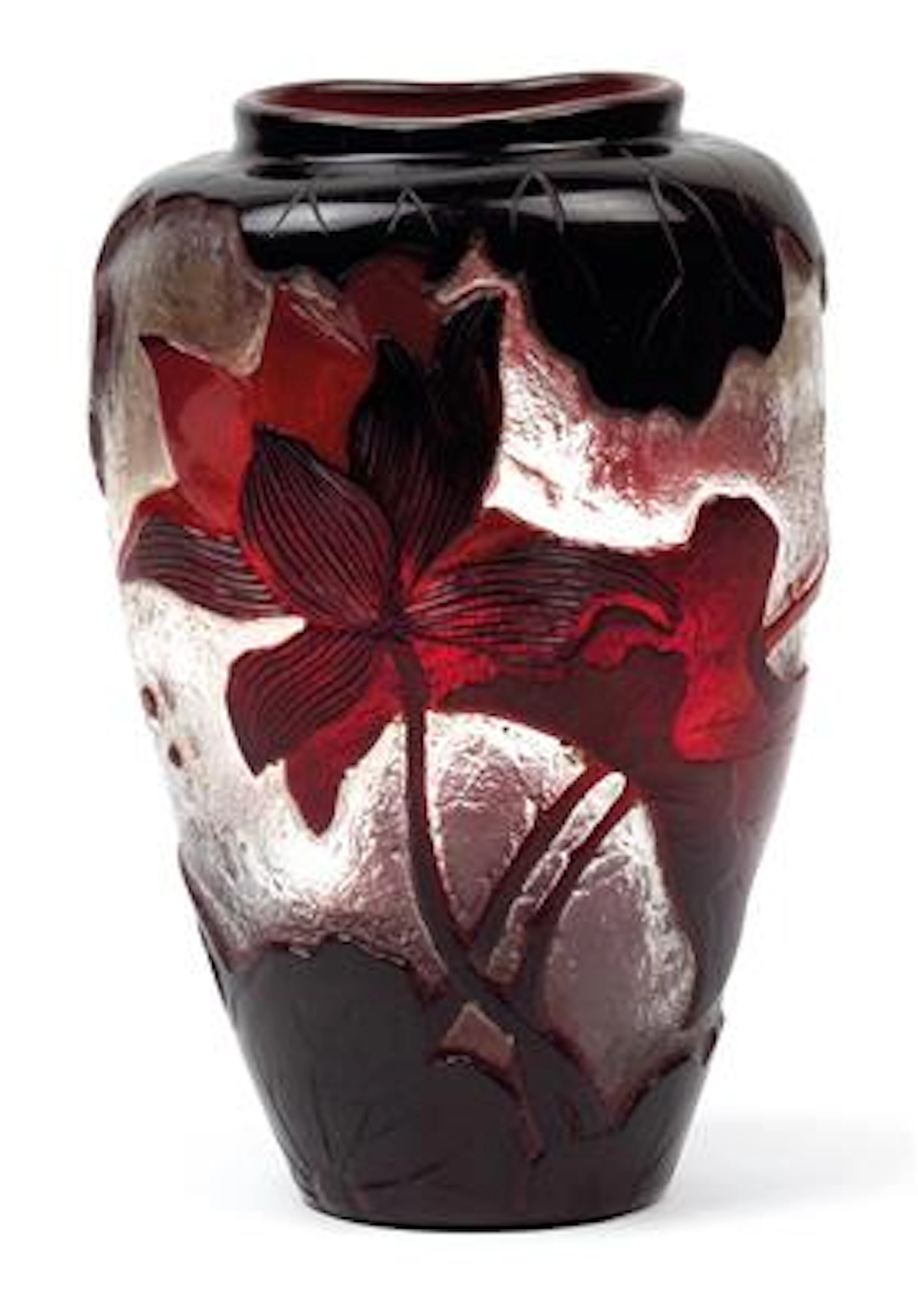 An overlaid and etched glass vase by Gallé
