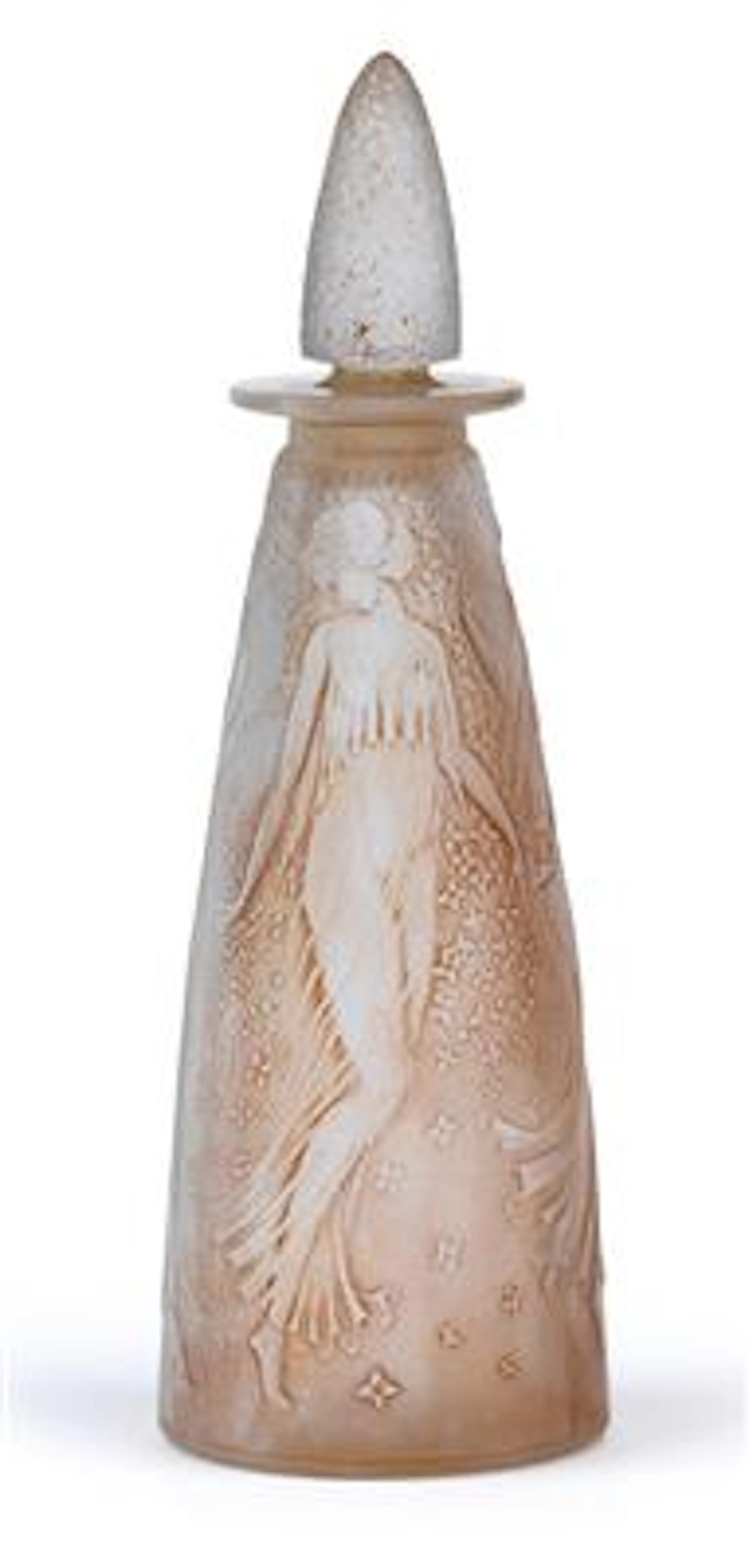 A moulded “Poesie” flask with stopper by René Lalique for d’Orsay