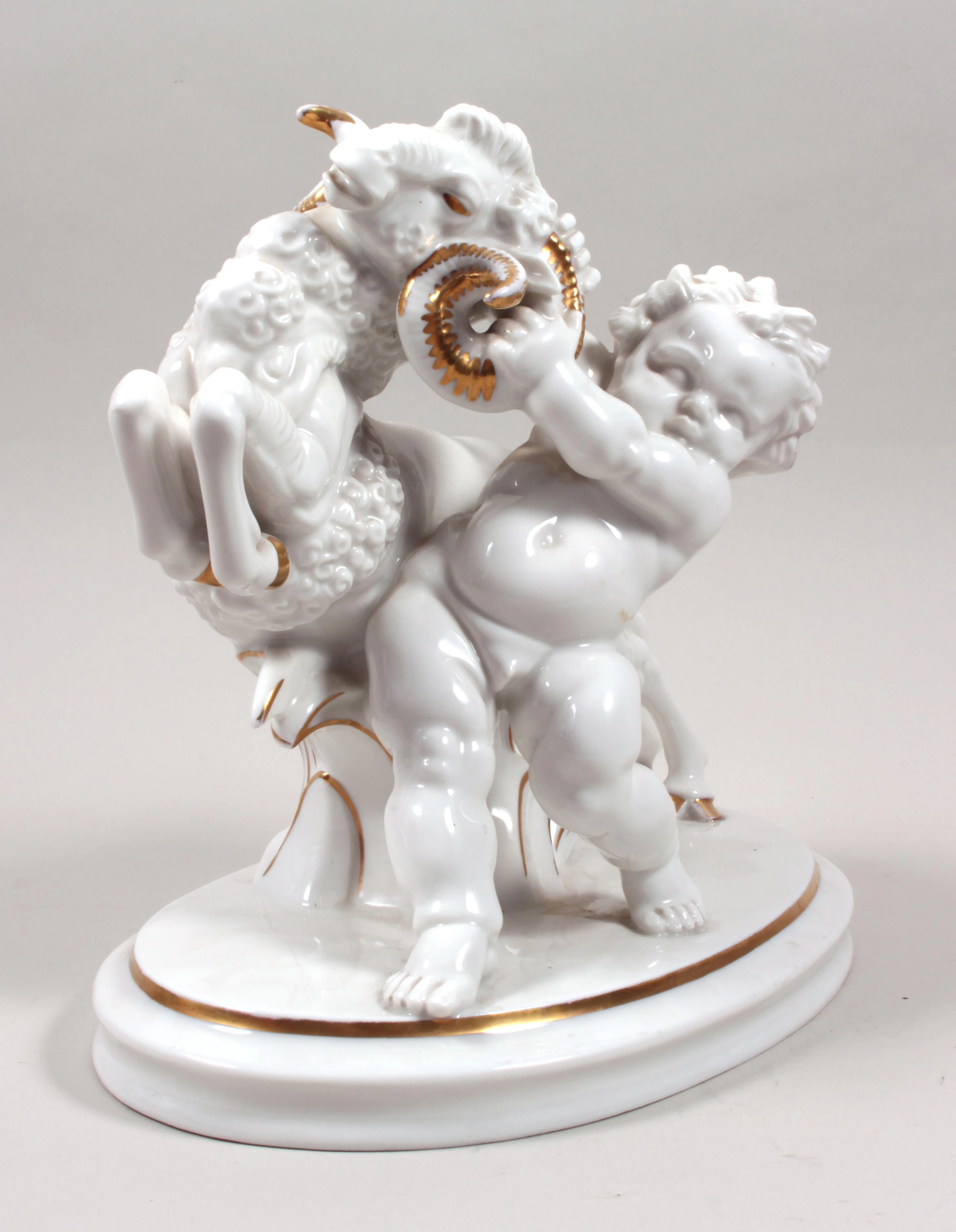 HUTSCHENREUTHER, Porzellanfigur "Putto mit Widder"