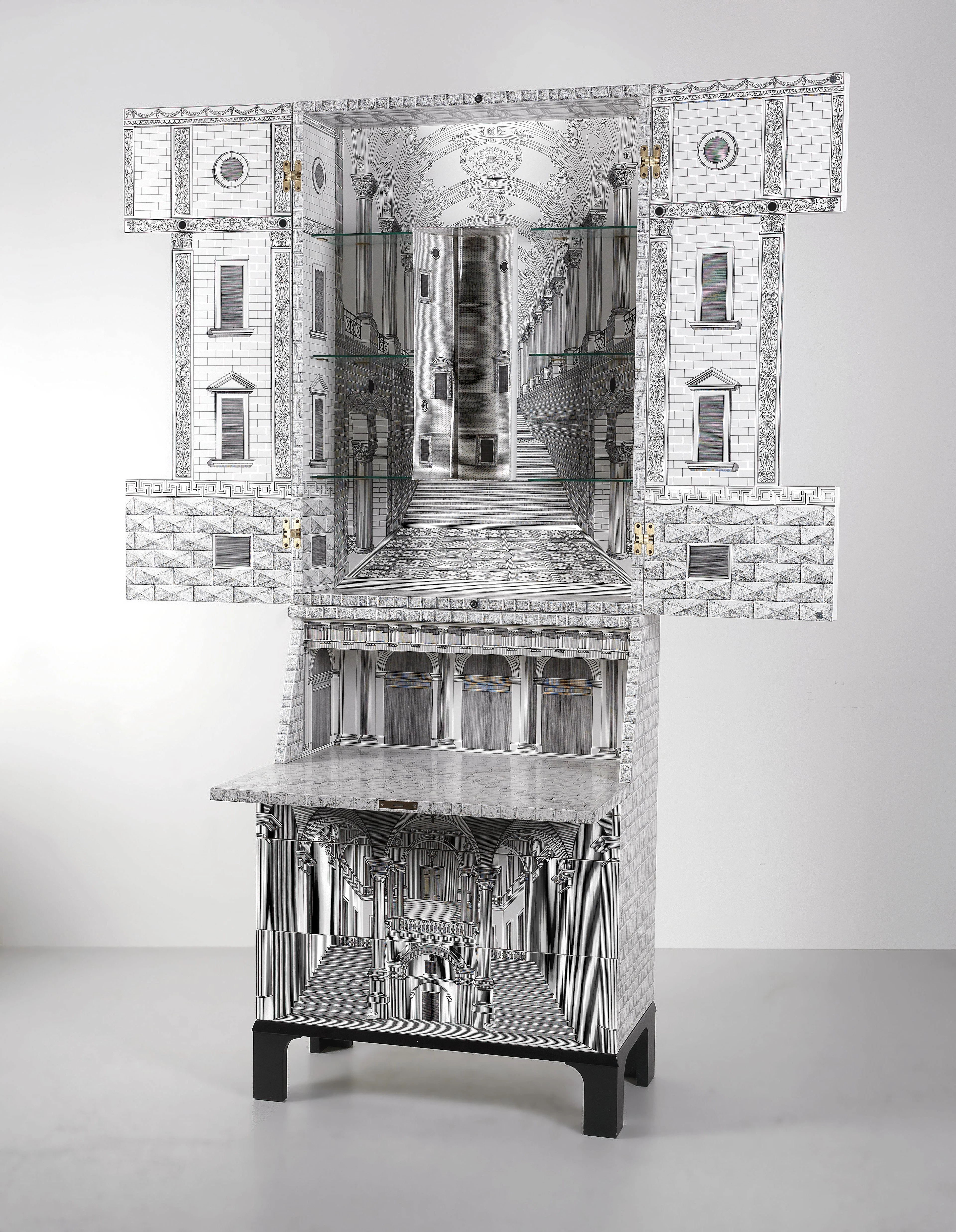 An Architettura desk / bureau, designed by Piero Fornasetti in 1952/1958