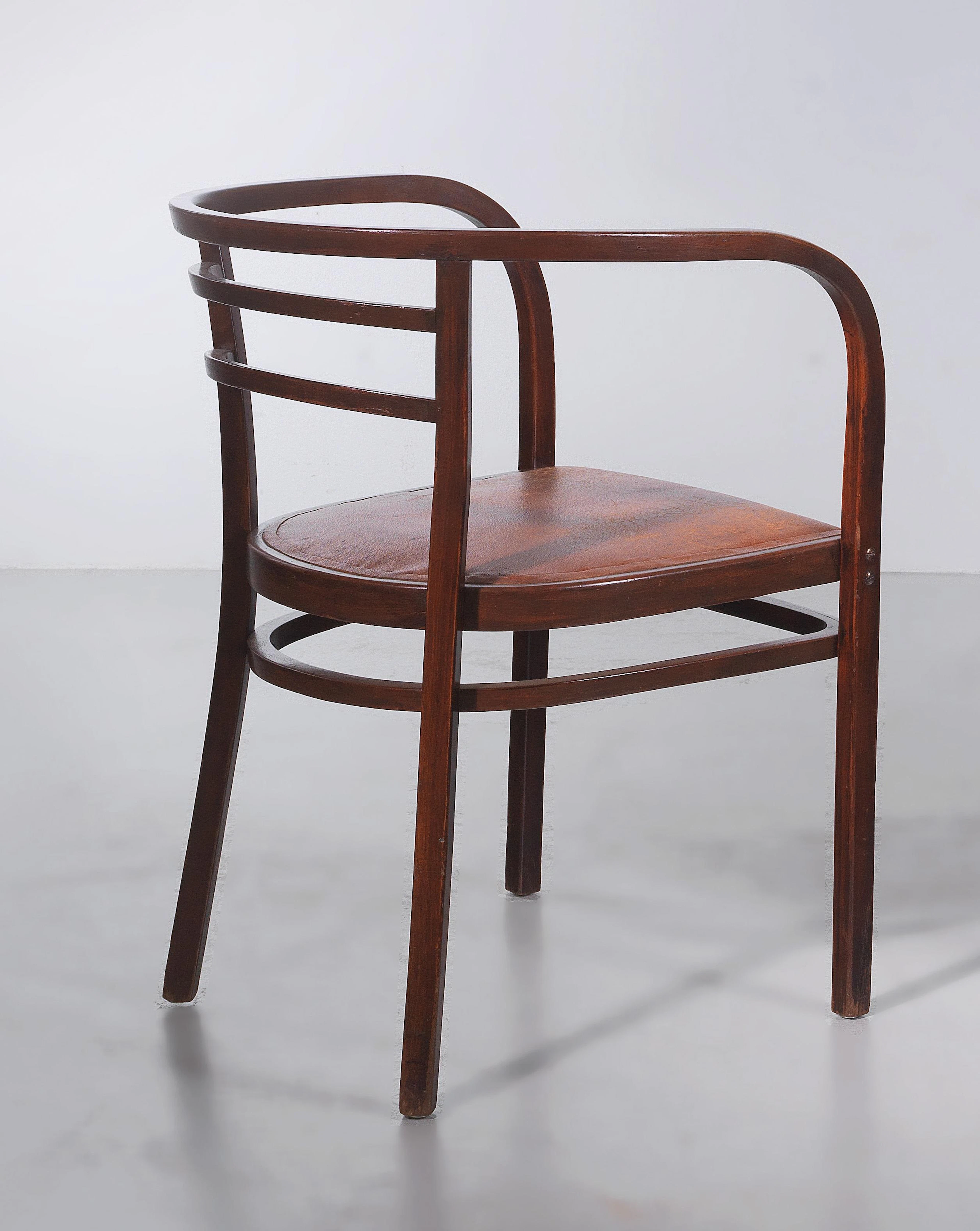 An armchair, designed by Otto Wagner c. 1904, manufactured by Thonet