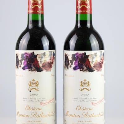 1992 Château Mouton Rothschild, Bordeaux, 91 Cellar Tracker-Punkte, 2 Flaschen