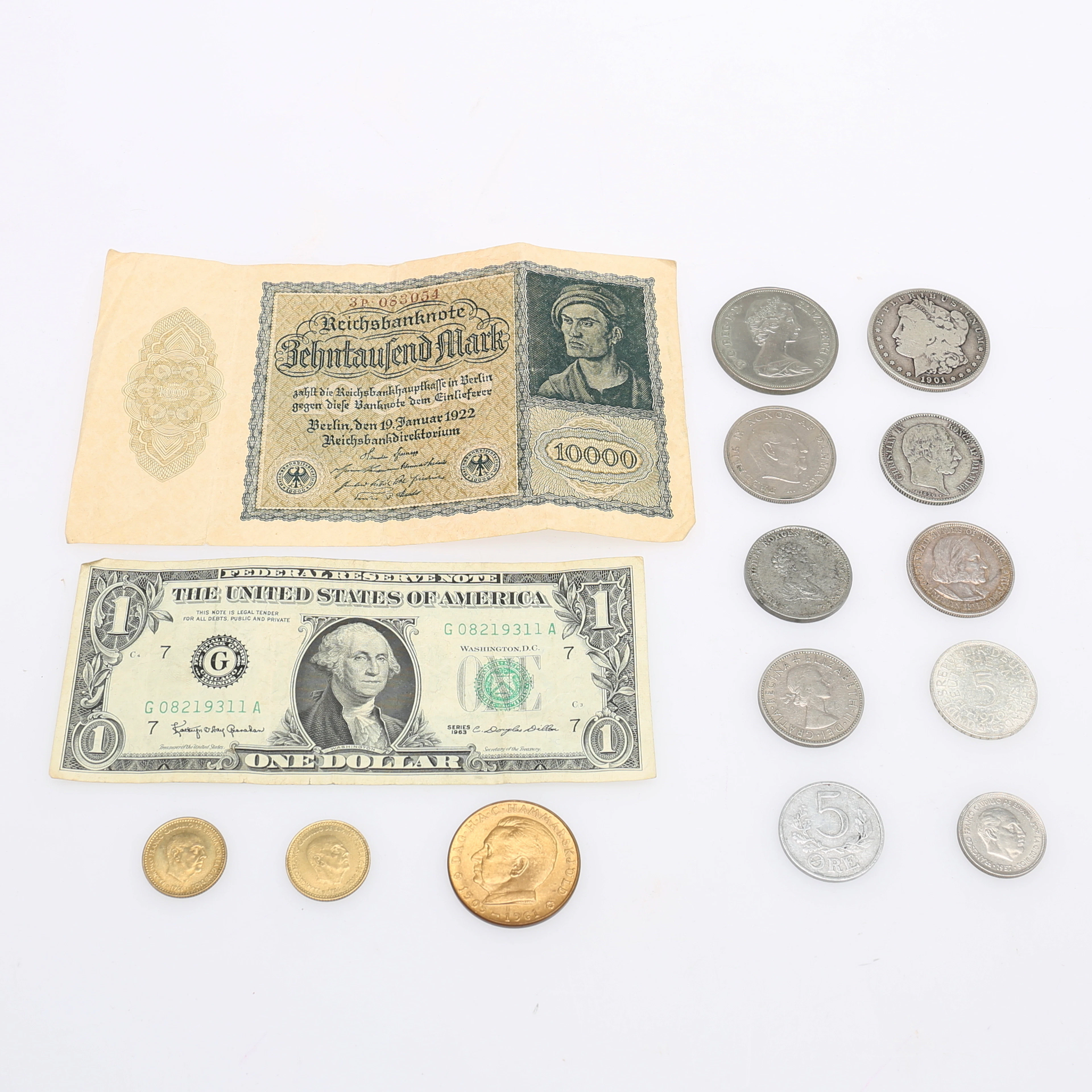 Samling MYNT,SEDLAR, svenska,engelska, amerikanska m m.