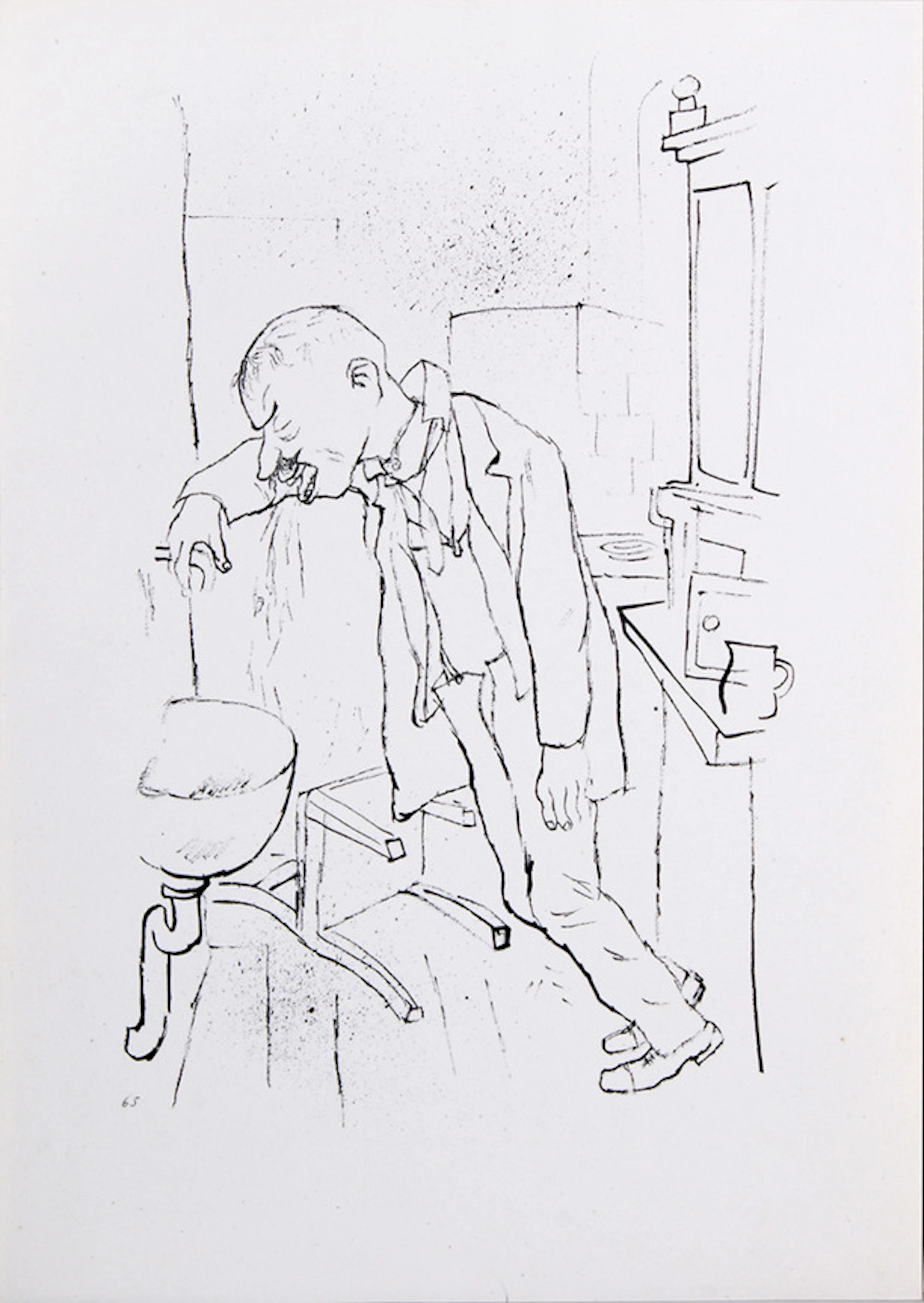 GROSZ, GEORGE. "Feierabend". Lithografie/Papier. 34 x 24 cm (Blattmaße). L. u. num.: 65 (aus Ecce Homo). Ohne Rahmen.