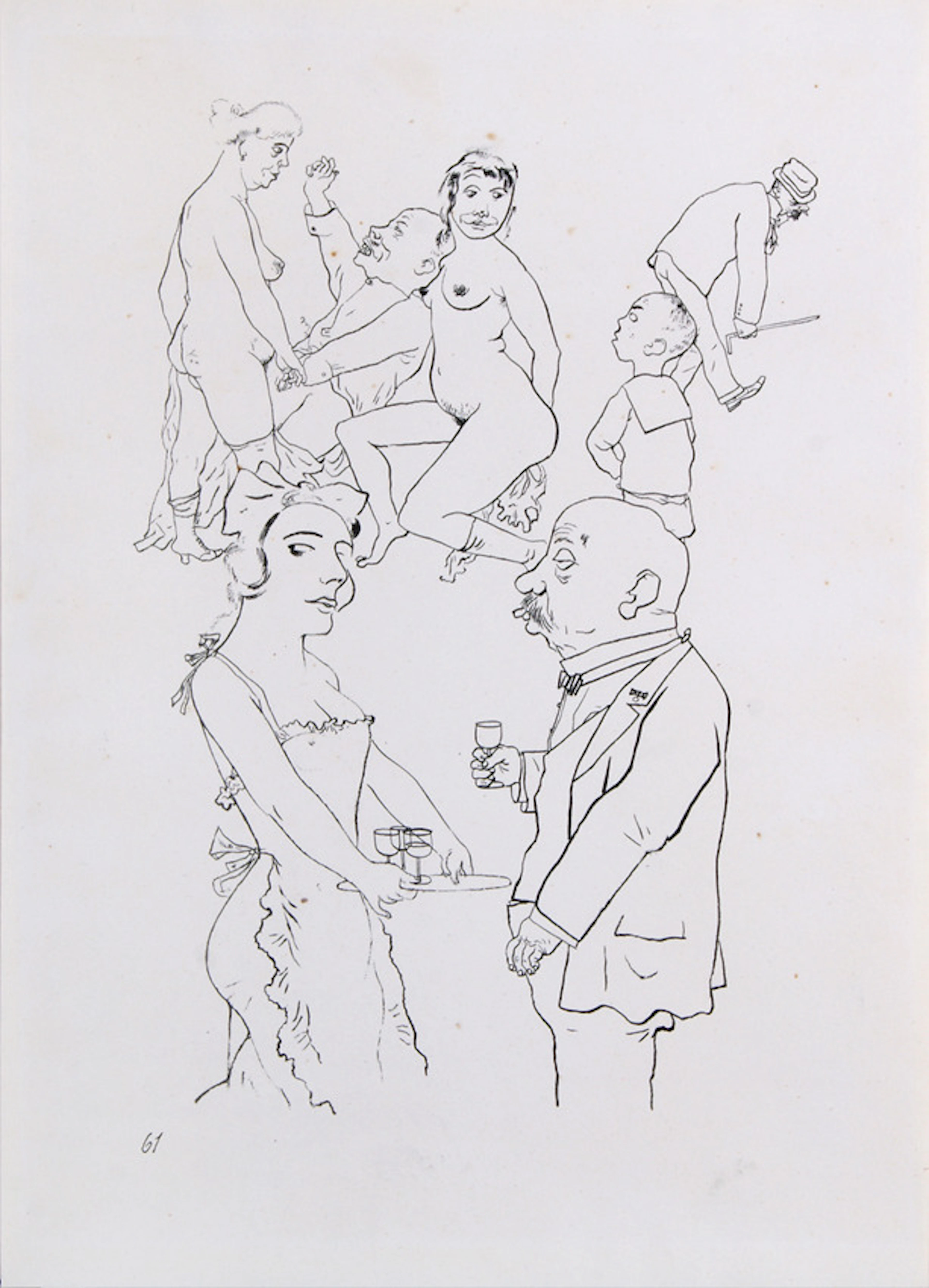 GROSZ, GEORGE. "Vergnügen". Lithografie/Papier. 34 x 24 cm (Blattmaße). L. u. num.: 61. Ohne Rahmen.