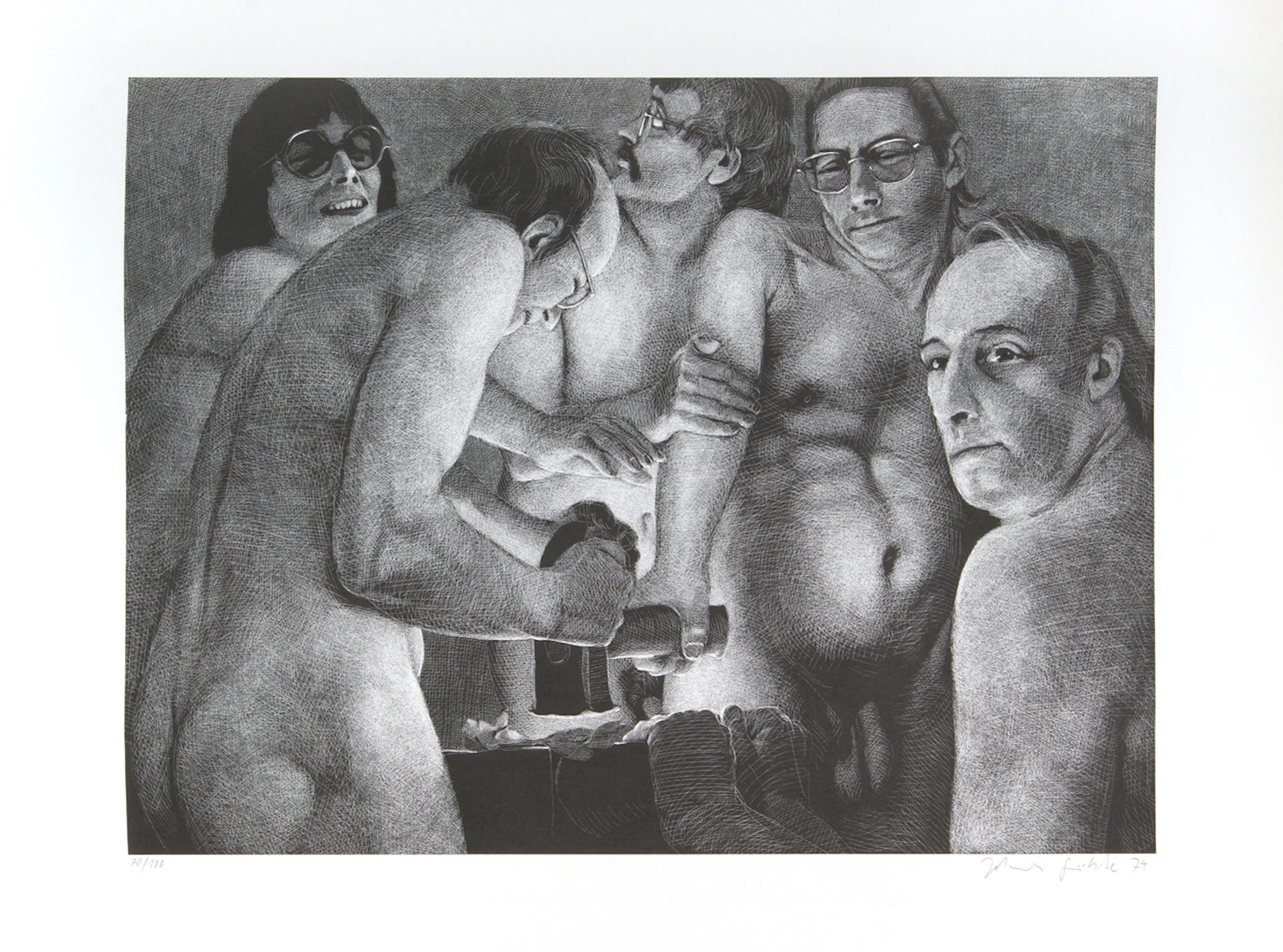 GRÜTZKE, JOHANNES. "Ohne Titel". Offsetlithografie/Velin. 50,7 x 67,3 cm. R. u. sign. und dat.: Johannes Grütze (19)74. L. u. num.: 70/100. Ohne Rahmen.
