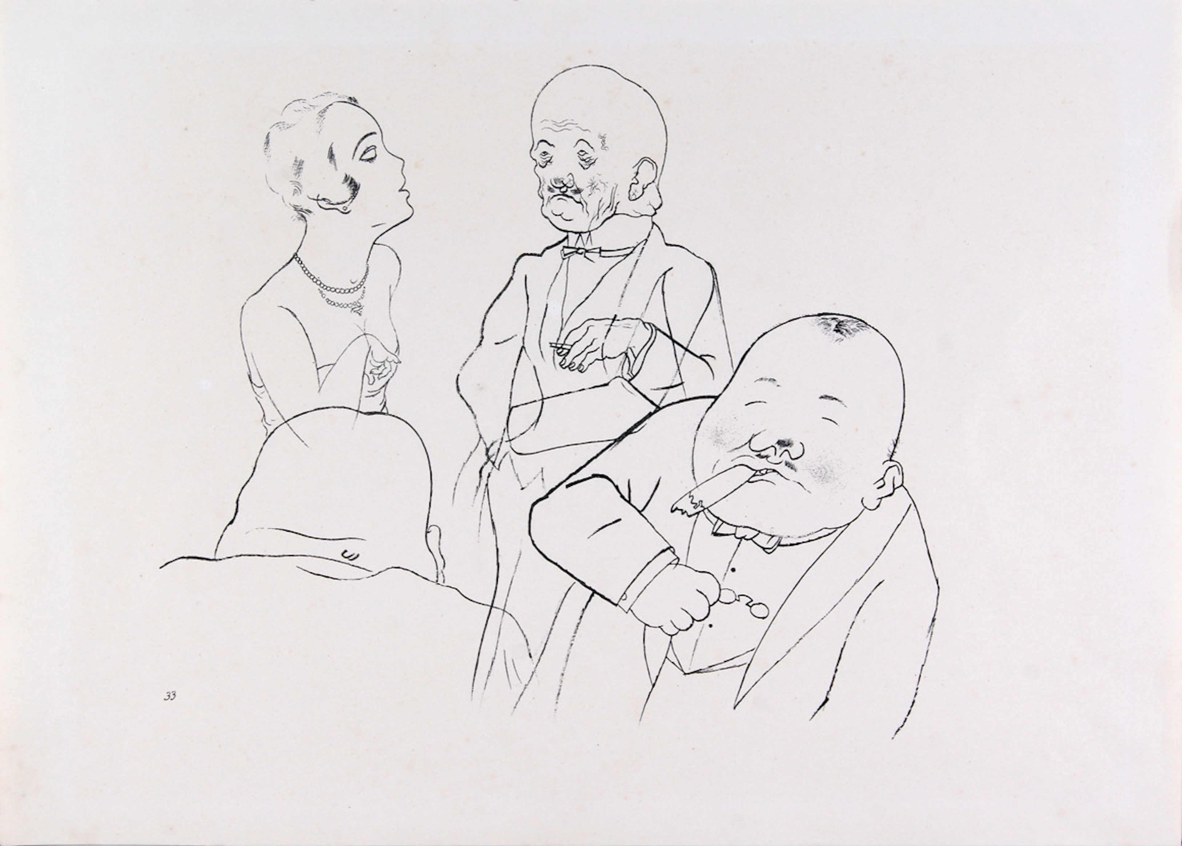 GROSZ, GEORGE. "Ohne Titel". Lithografie/Papier. 25,5 x 35,5 cm (Blattmaße). L. u. num.: 33. Ohne Rahmen.