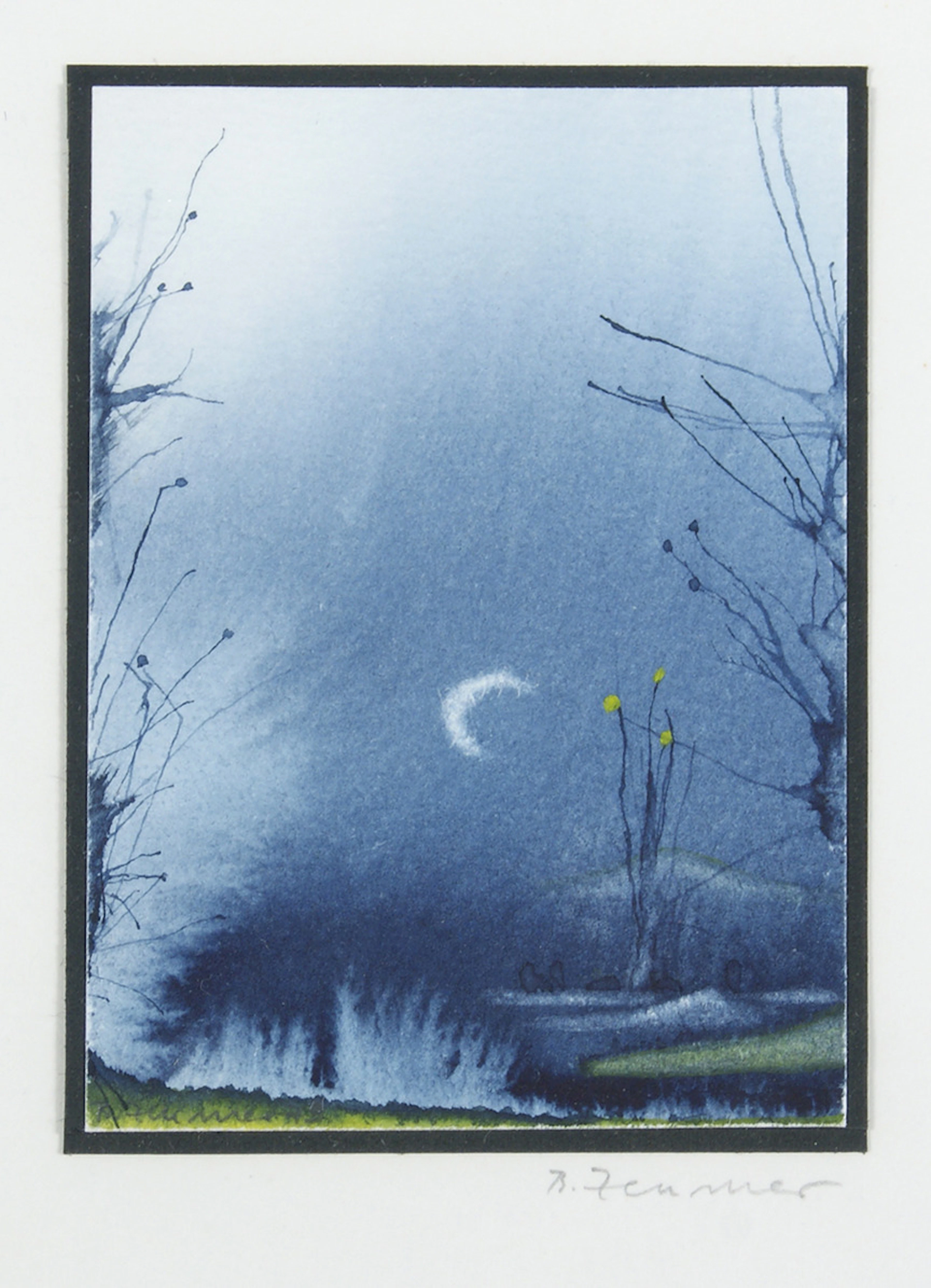 ZEUMER, BRIGITTA (GEB. RENDSBURG 1939). "Kleine Landschaft mit Halbmond".