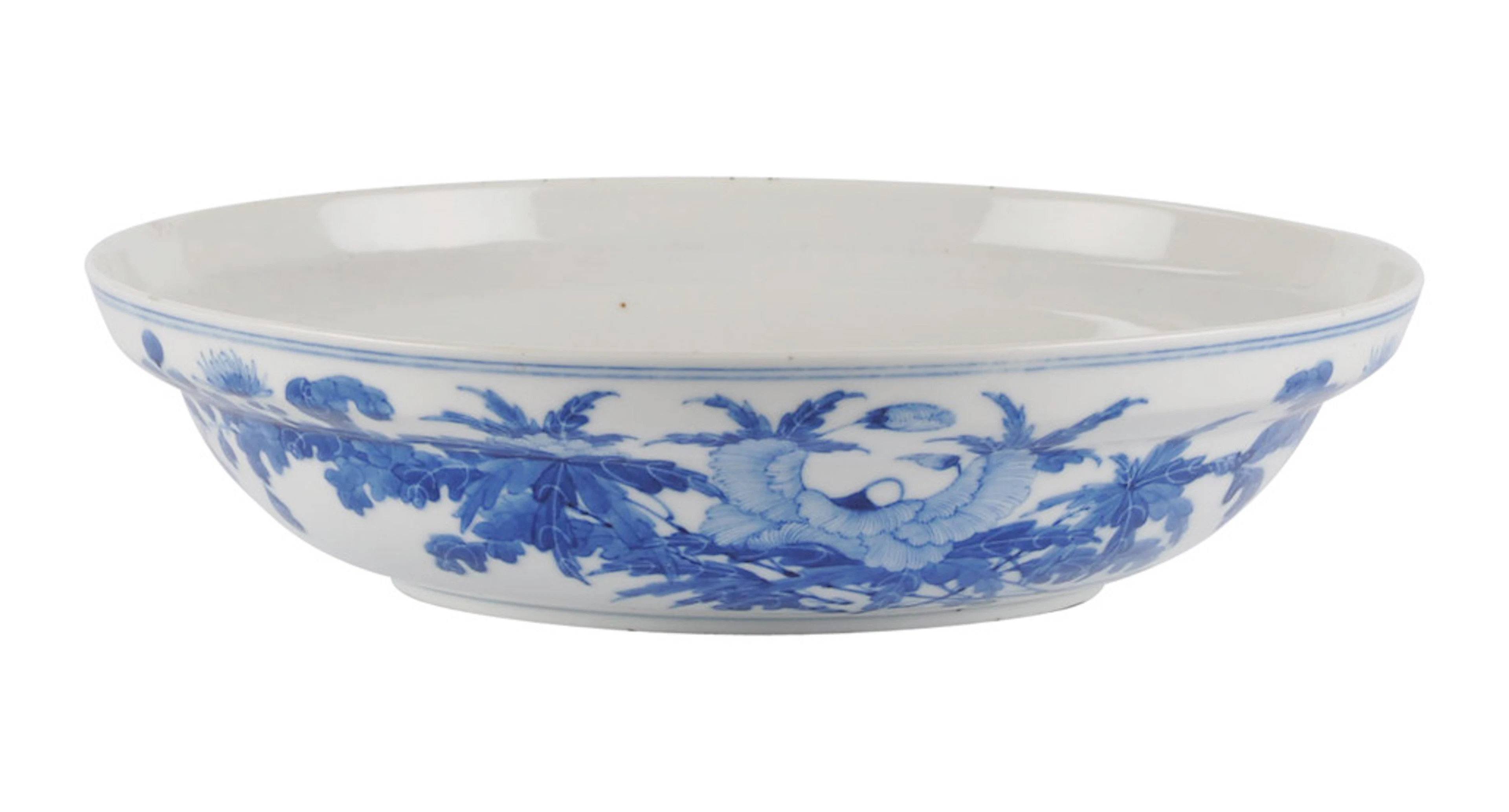 TELLER / SCHALE, CHINA. 6-Zeichen-Marke Guangxu, Malerei Blau Unterglasur.