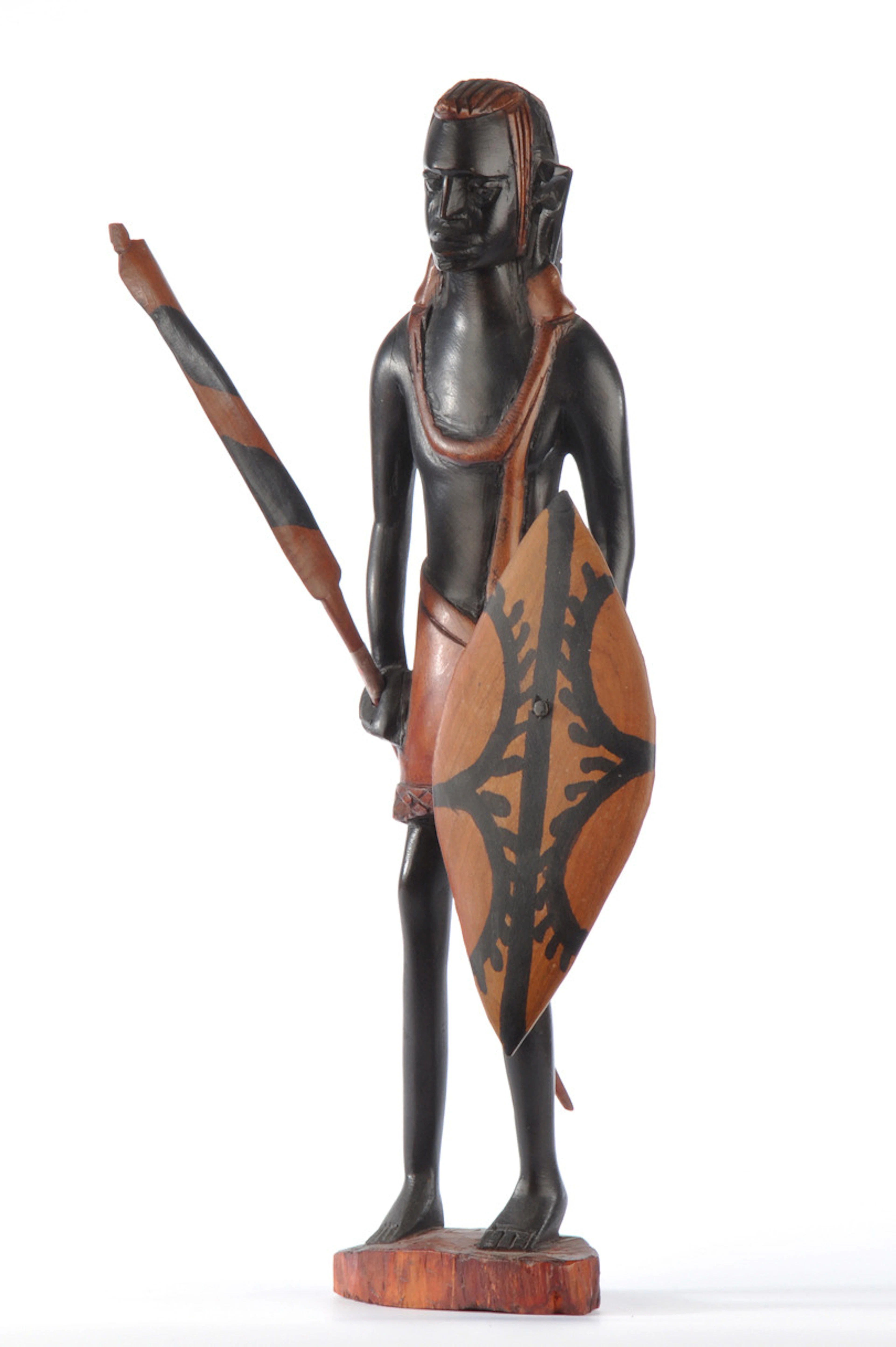 KRIEGER MIT SCHILD UND SPEER. Afrikanische Skulptur, 1970er Jahre.
