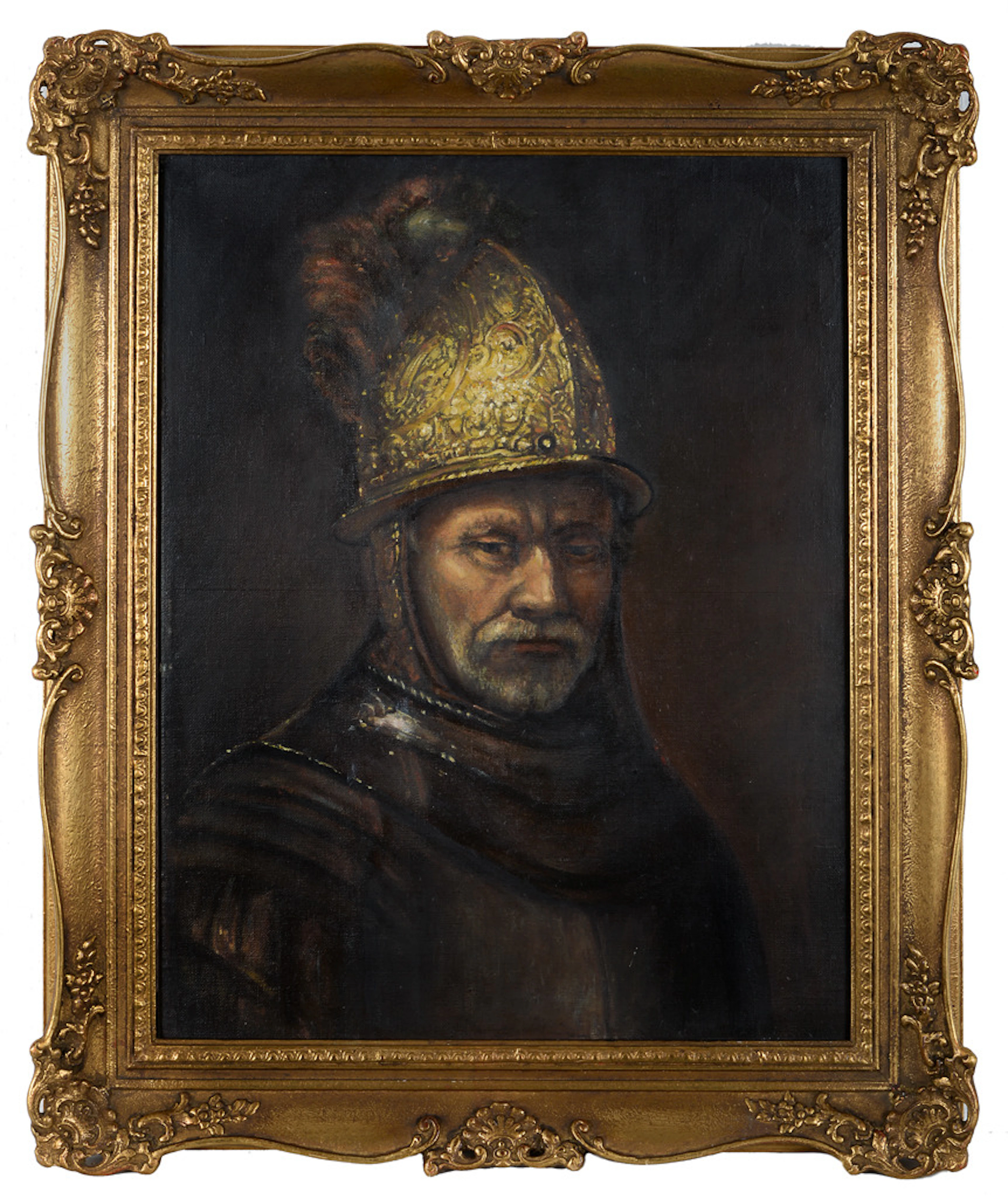 DER MANN MIT DEM GOLDHELM. Gemälde nach dem barocken Original.