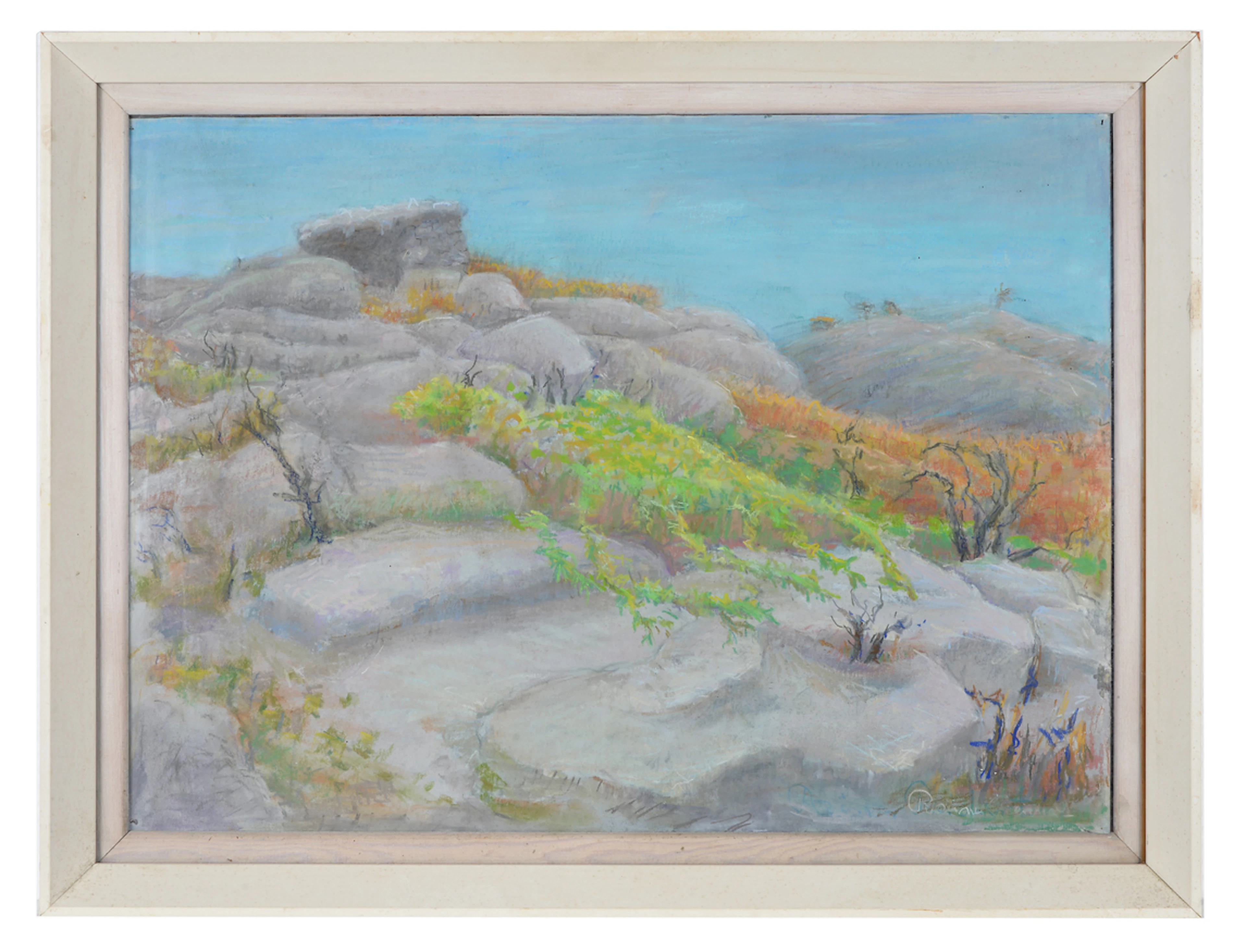 RAINER REICHERT. Felsige Landschaft an der Küste. Pastellgemälde. Nachlass eines Künstlerehepaares.