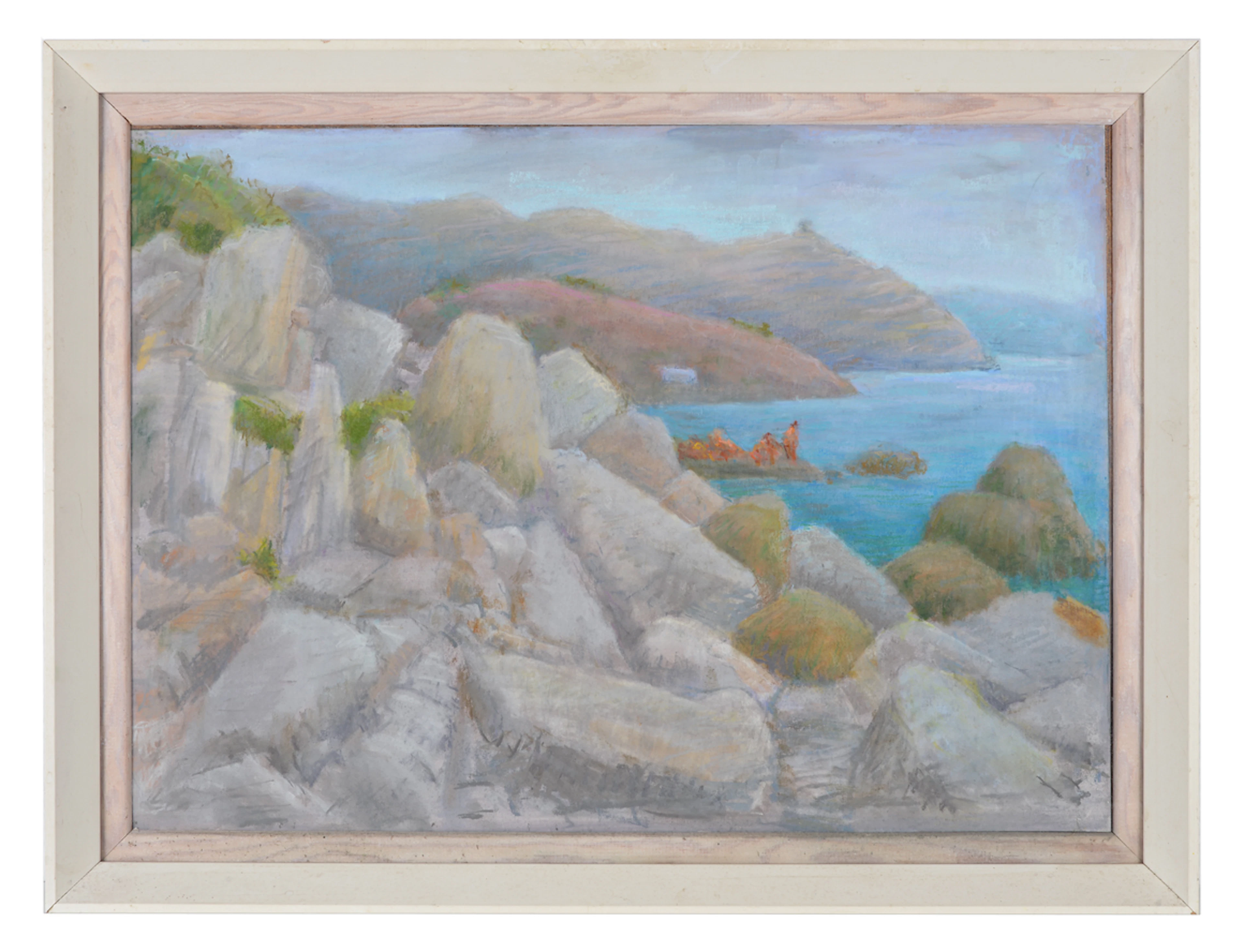 RAINER REICHERT. Menschen beim Bade an italienischer Küste. Pastellgemälde. Nachlass eines Künstlerehepaares.
