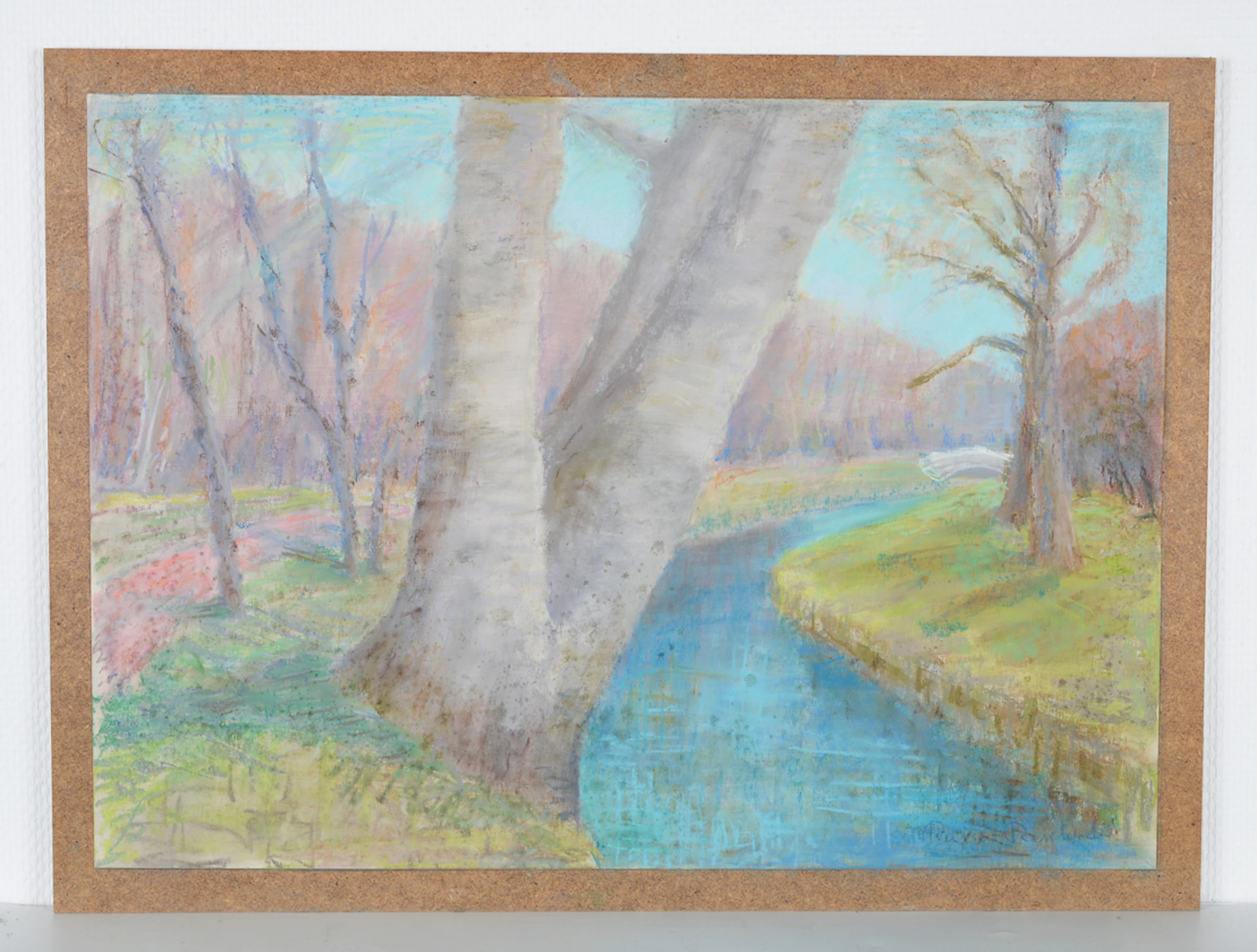 RAINER REICHERT. Herbstliche Stimmung am Fluß. Pastellgemälde. Nachlass eines Künstlerehepaares.