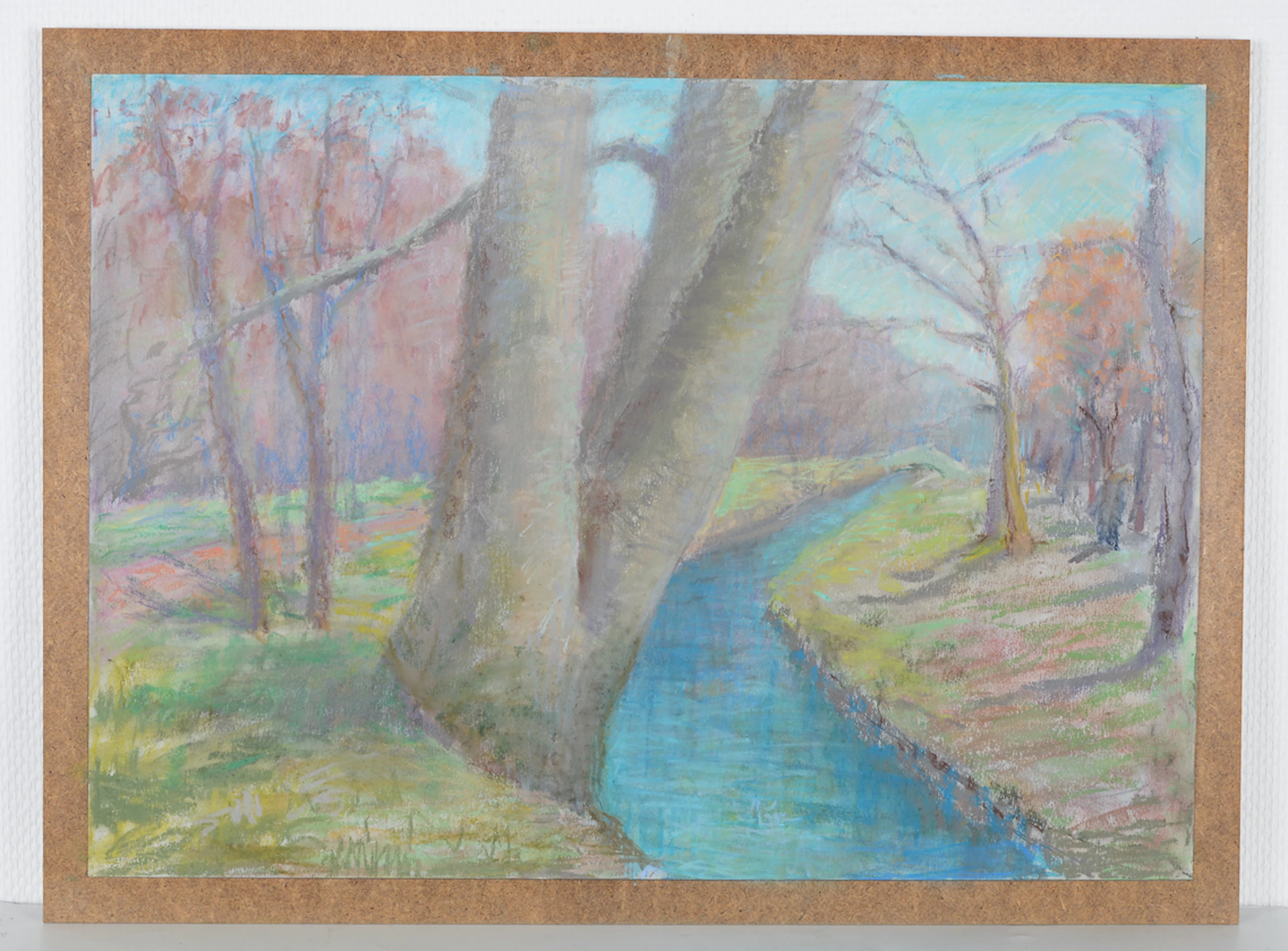 RAINER REICHERT. Herbstlich Wald mit Fluss. Pastellgemälde. Nachlass eines Künstlerehepaares.