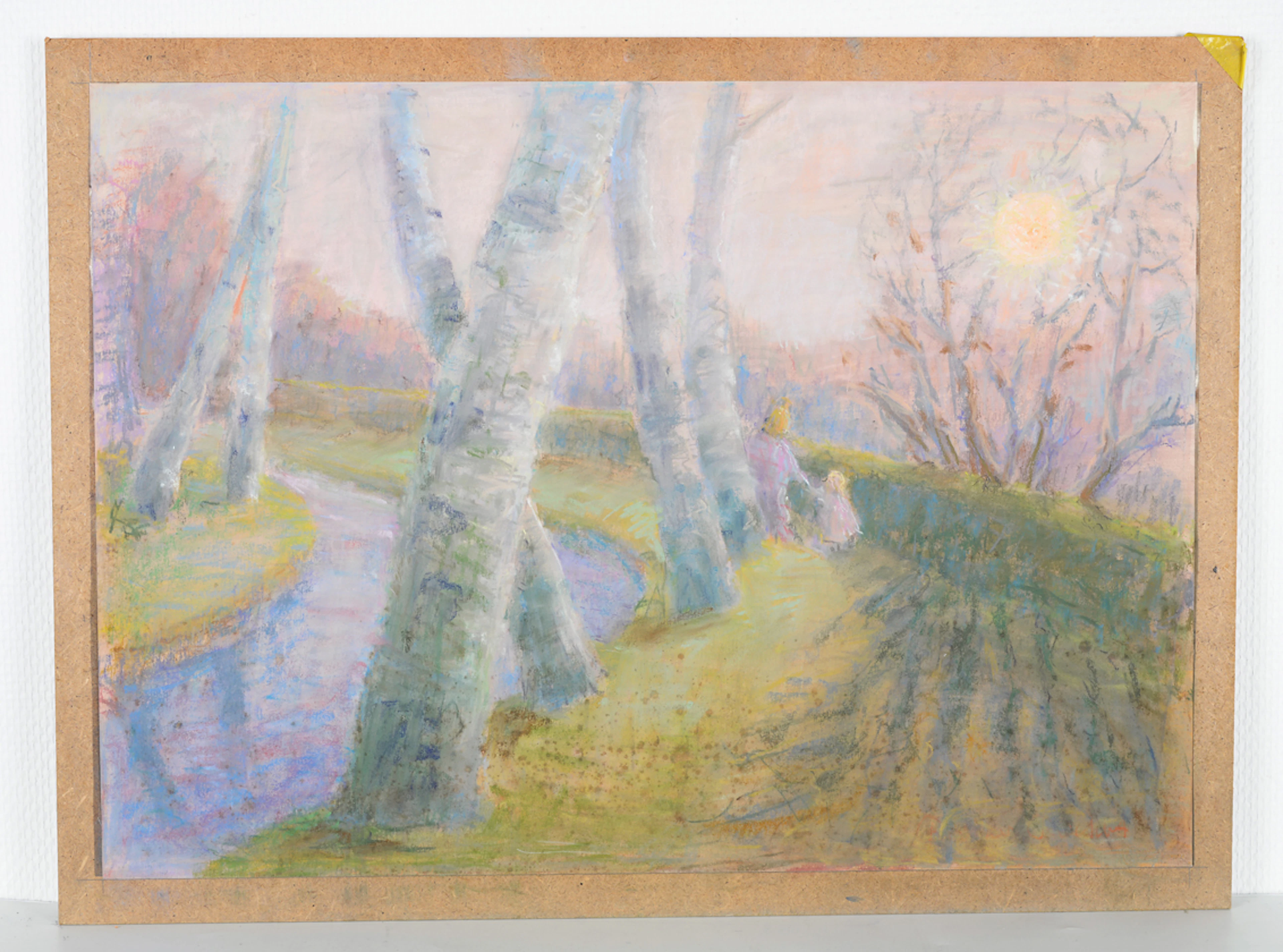 RAINER REICHERT. Spaziergang am Fluss. Pastellgemälde. Nachlass eines Künstlerehepaares.