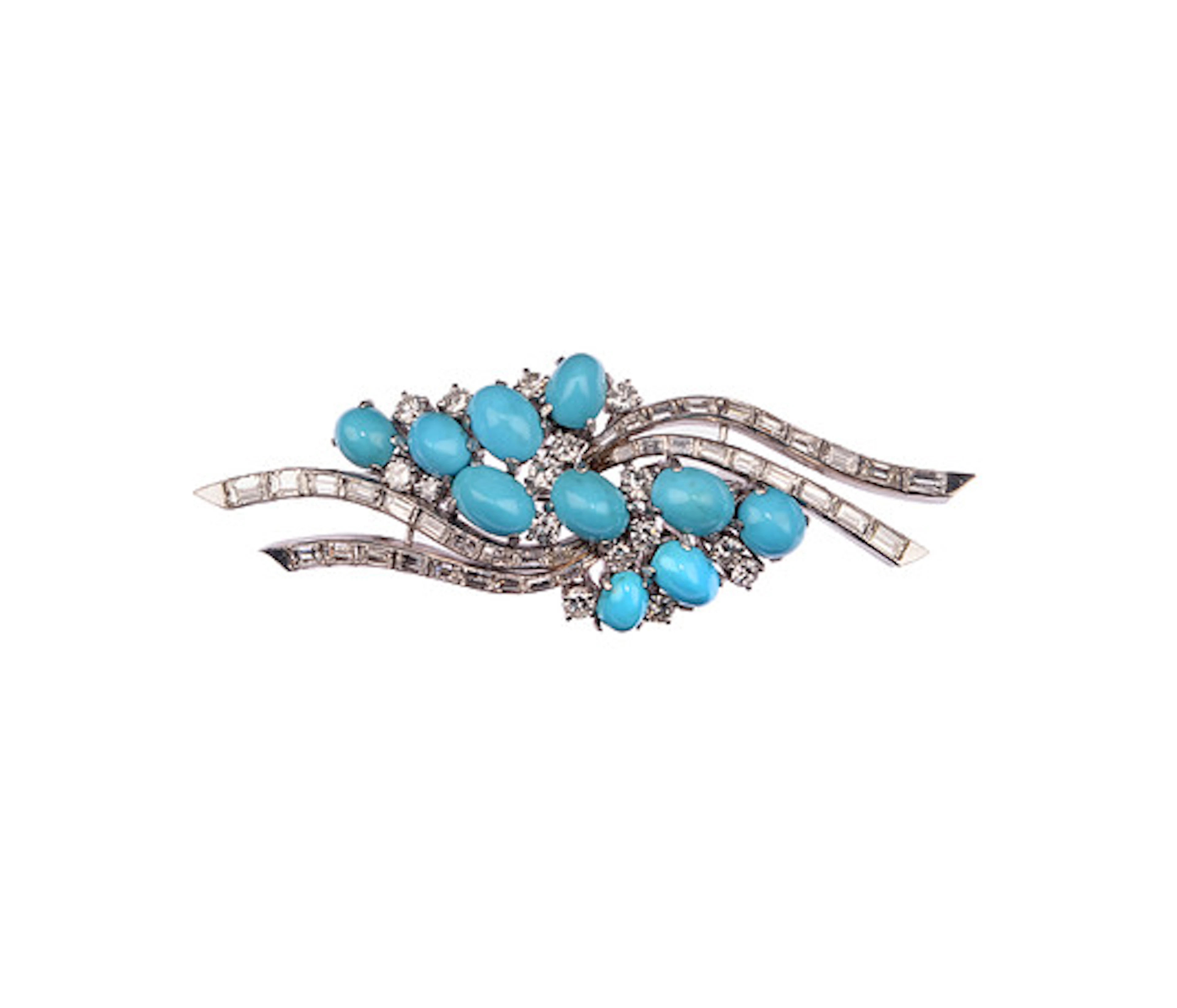 VINTAGE BROSCH med turkos och diamanter, 7…