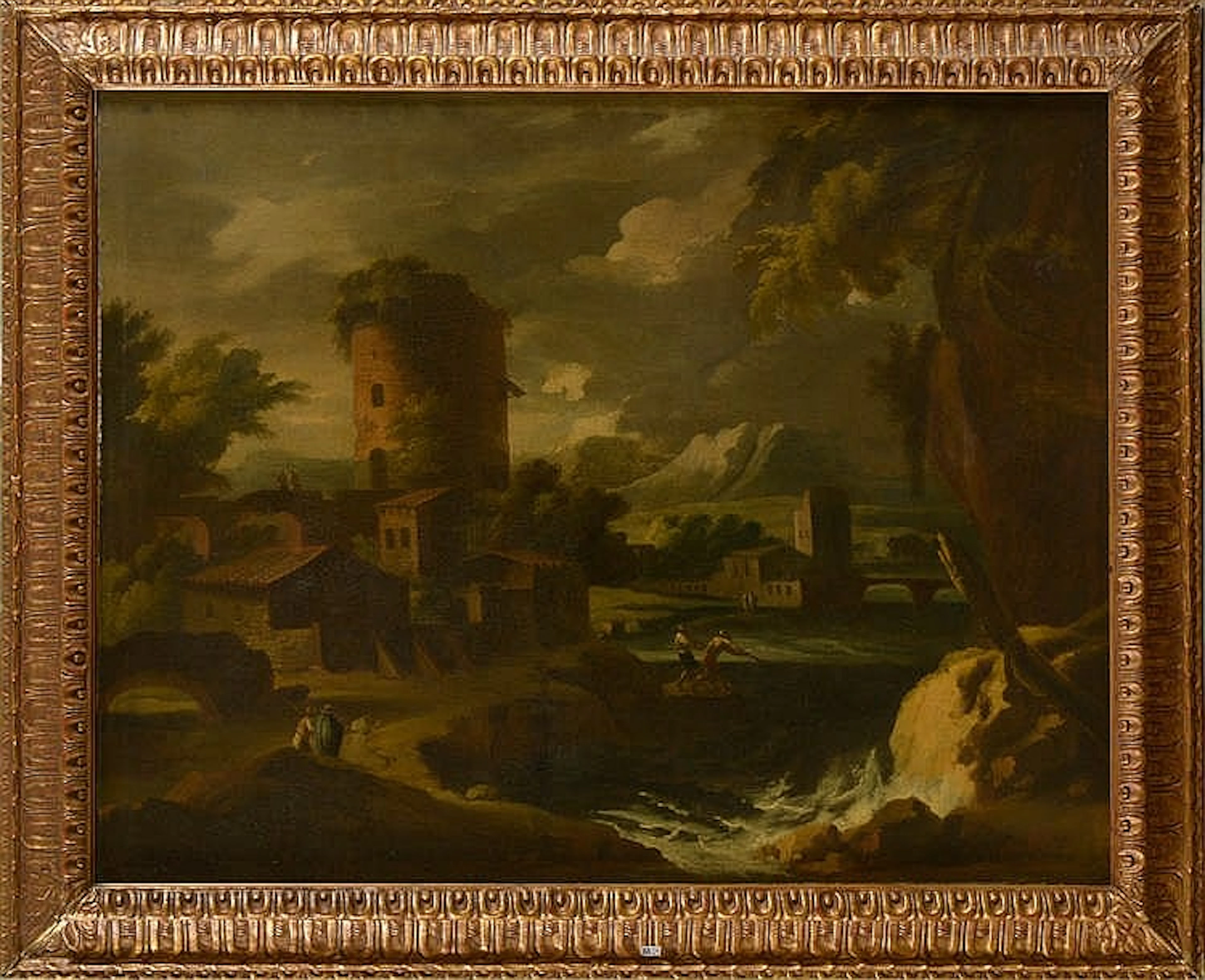 MILLET Francisque (1642 - 1679) Huile sur toile marouflée sur toile "Bords