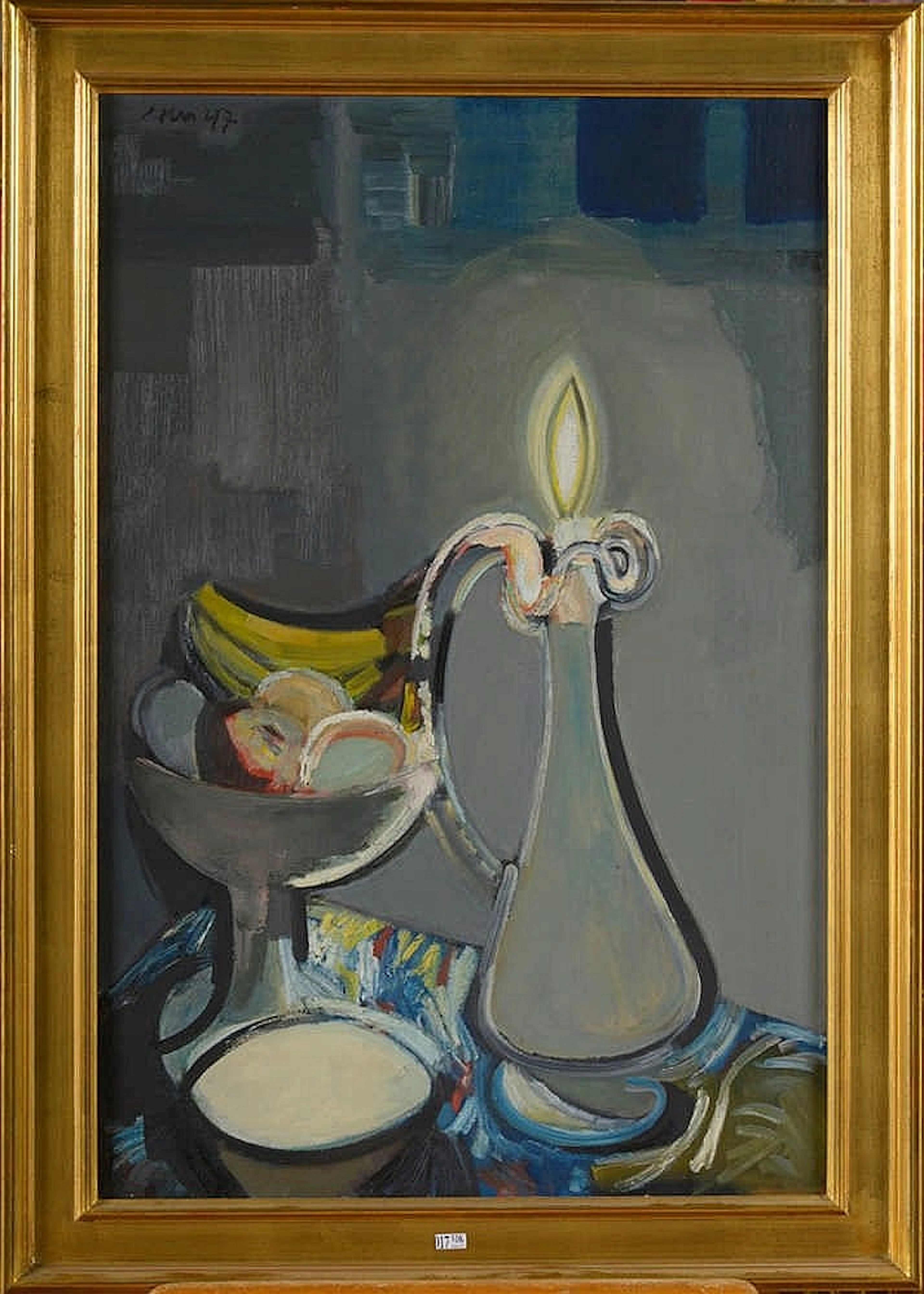 COX Jan (1919 - 1980) - Huile sur toile "Nature morte à la carafe et aux fr