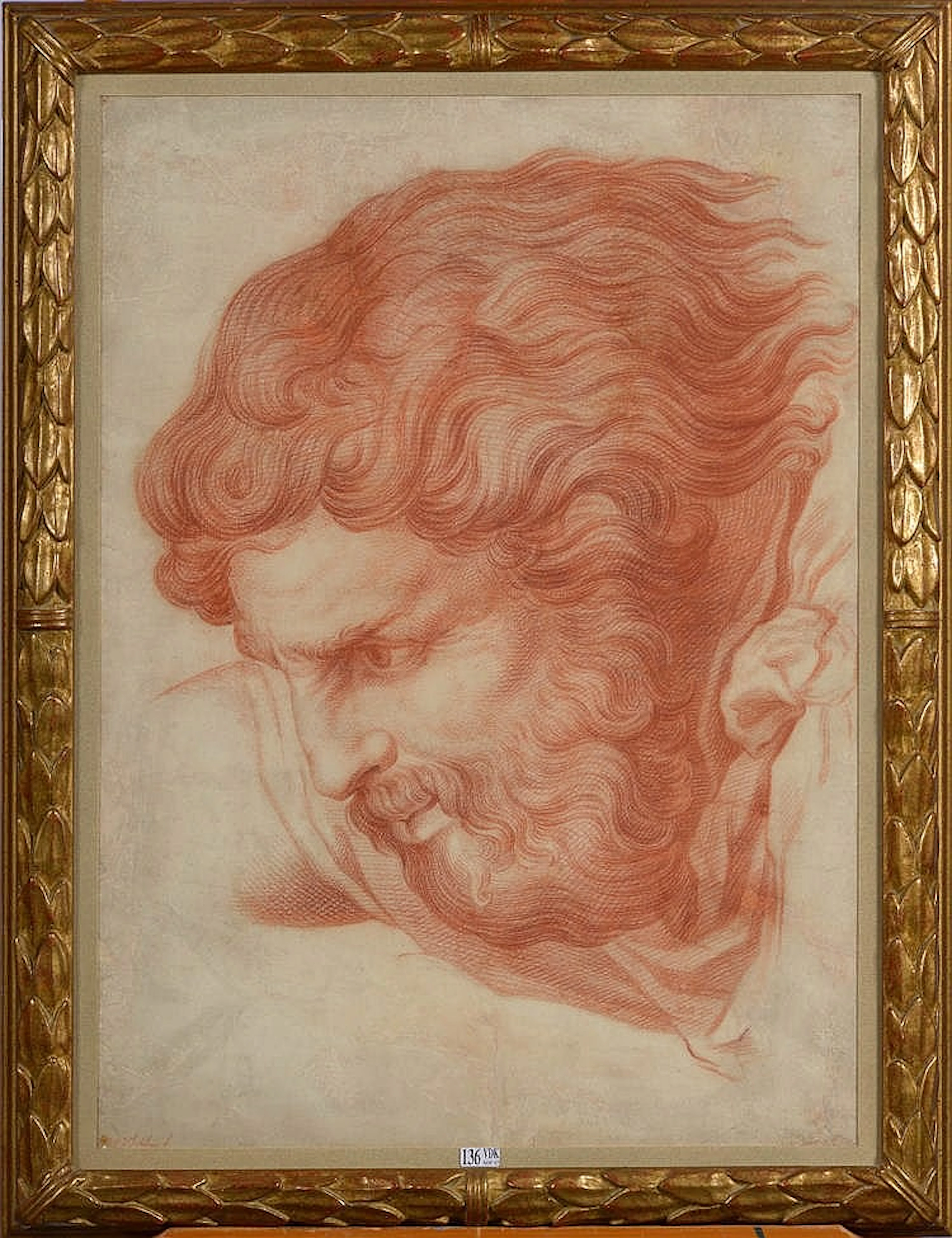 "Dieu le Père", étude d'après Michel-Ange (Chapelle Sixtine), craie rouge s