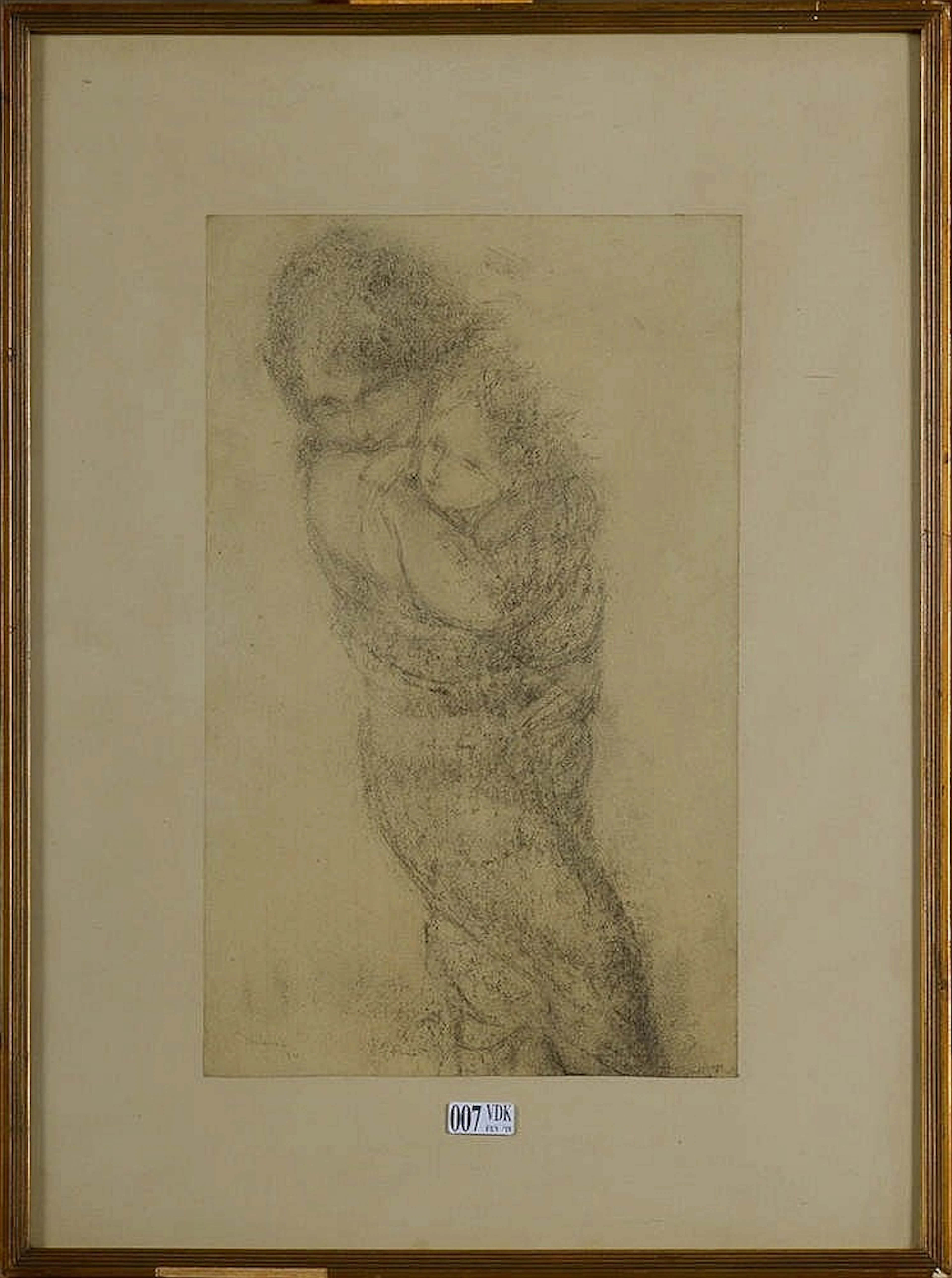 MINNE Georges (1866 - 1941) - "Maternité" fusain sur papier collé en ple