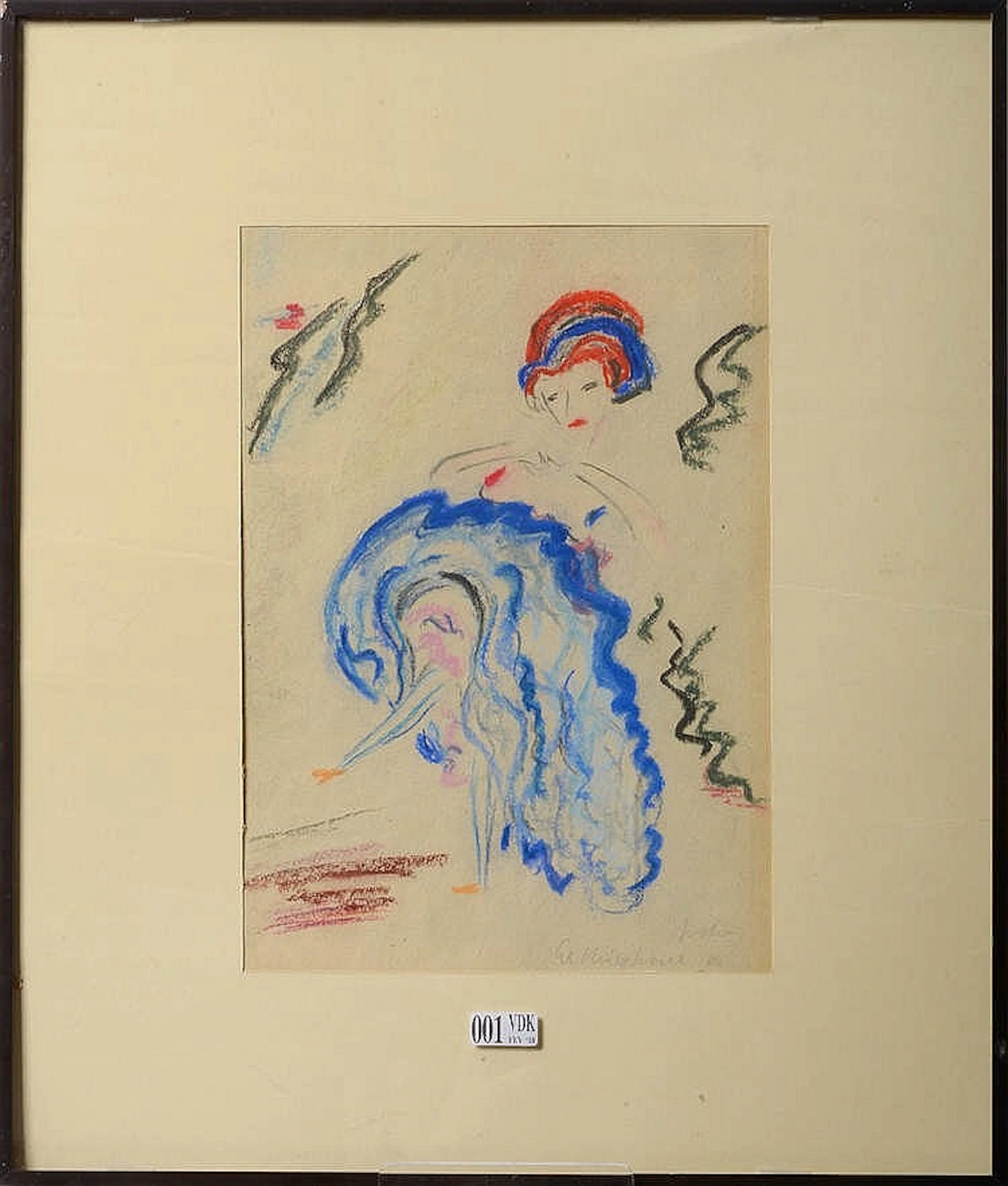 KIRCHNER Ernst Ludwig (1880 - 1938) - "Danseuse de french cancan" pastel