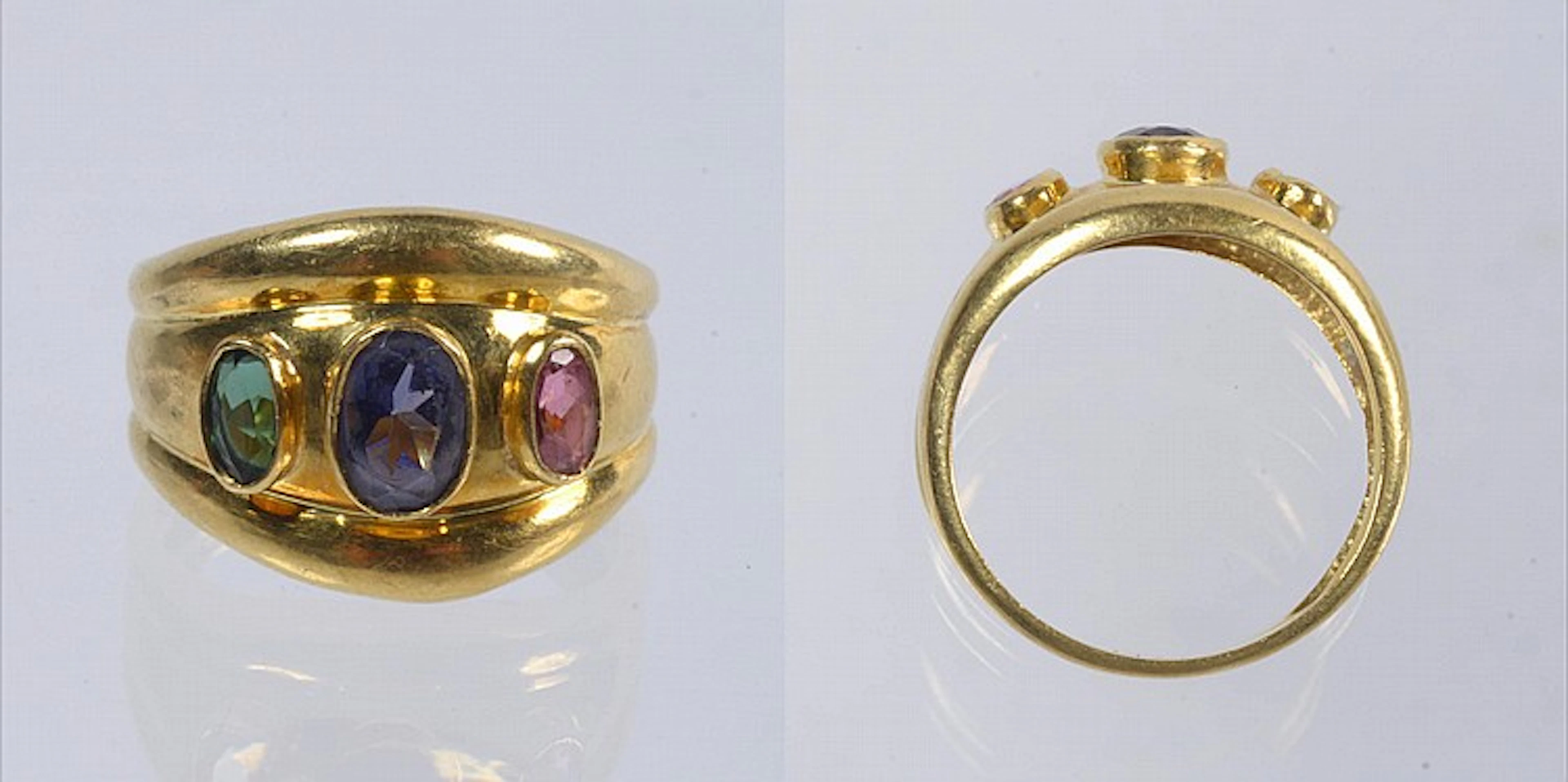 Bague en or jaune 18 carats sertie d'une tourmaline
