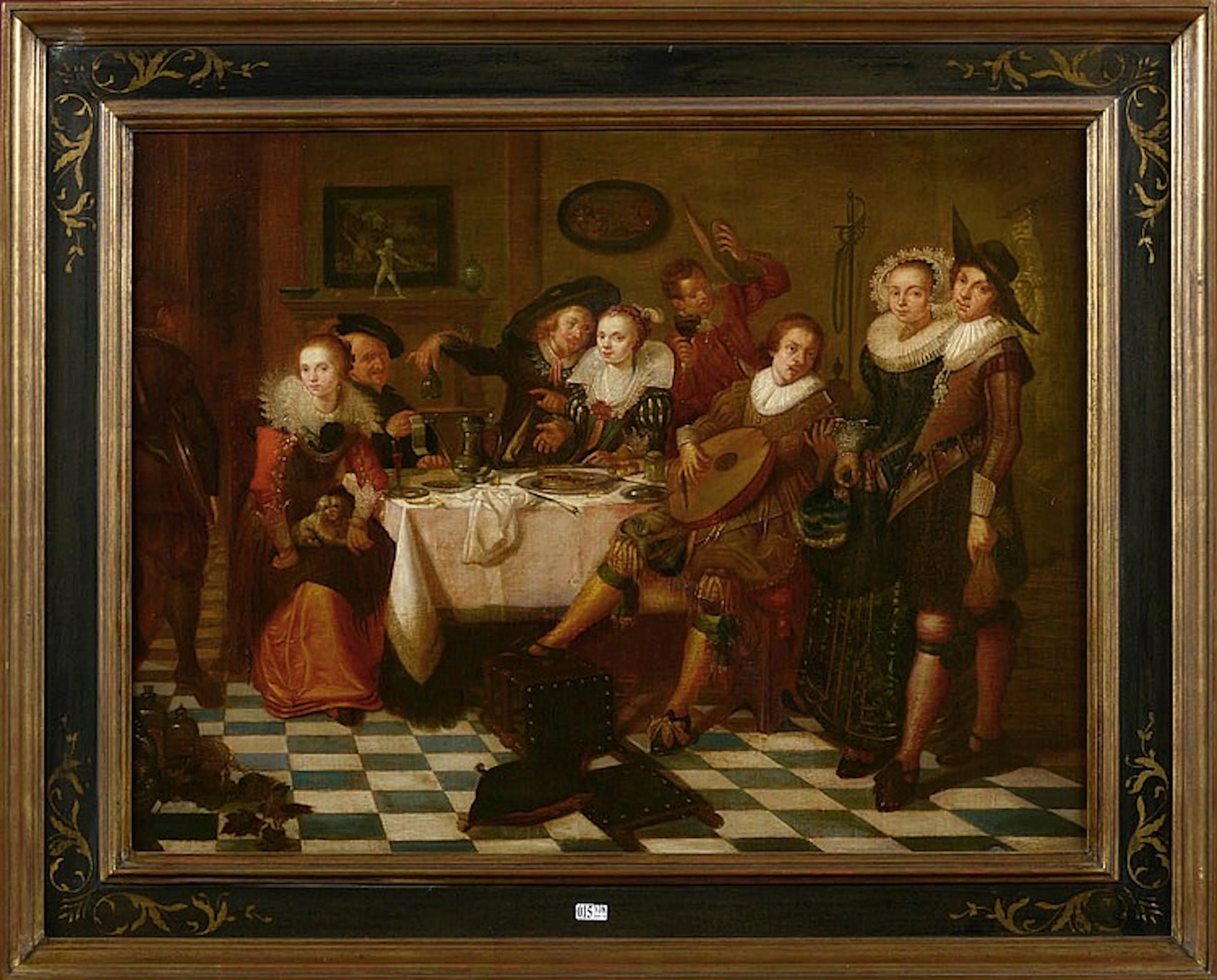 HALS Dirck (1591 - 1656) Huile sur toile marouflée sur toile "Scène festive