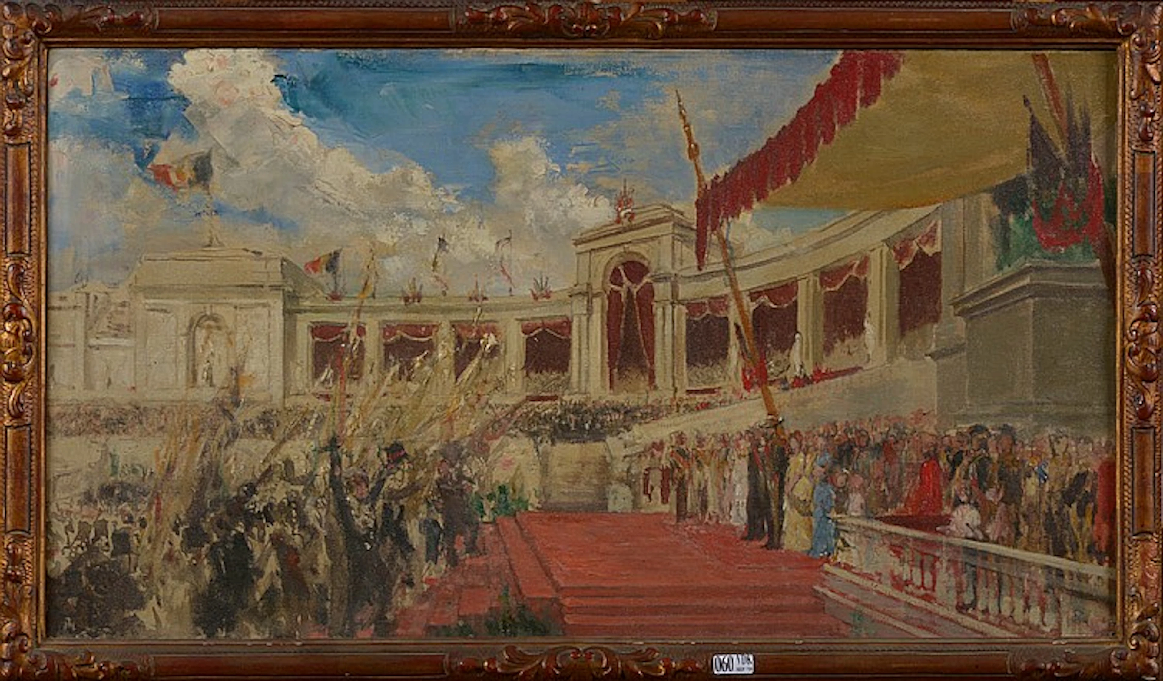 VERHAS Jan (1834 - 1896) Huile sur toile "Esquisse de la Fête des Drapeaux"