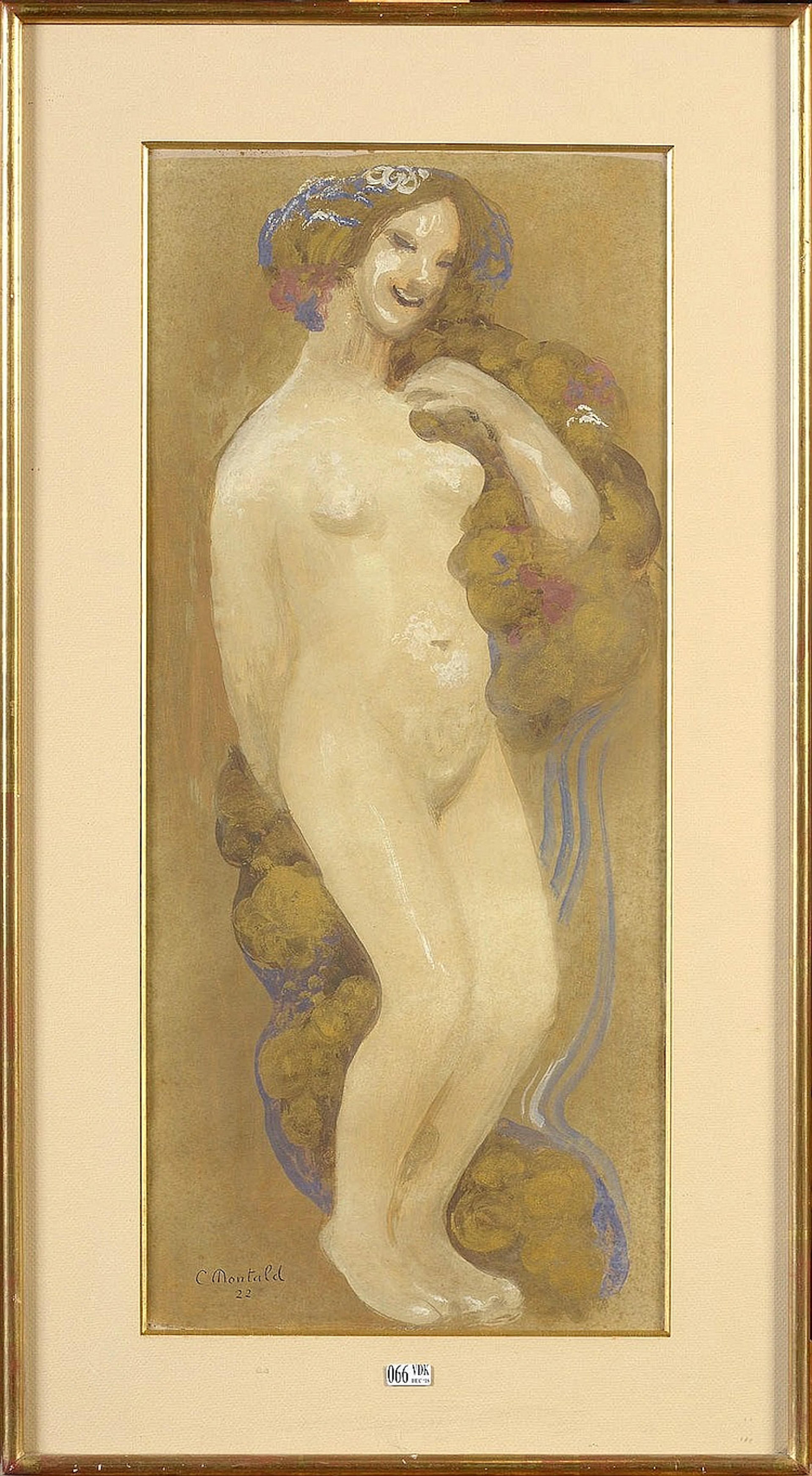 MONTALD Constant (1862 - 1944) "Baigneuse" gouache sur papier. Signé en bas