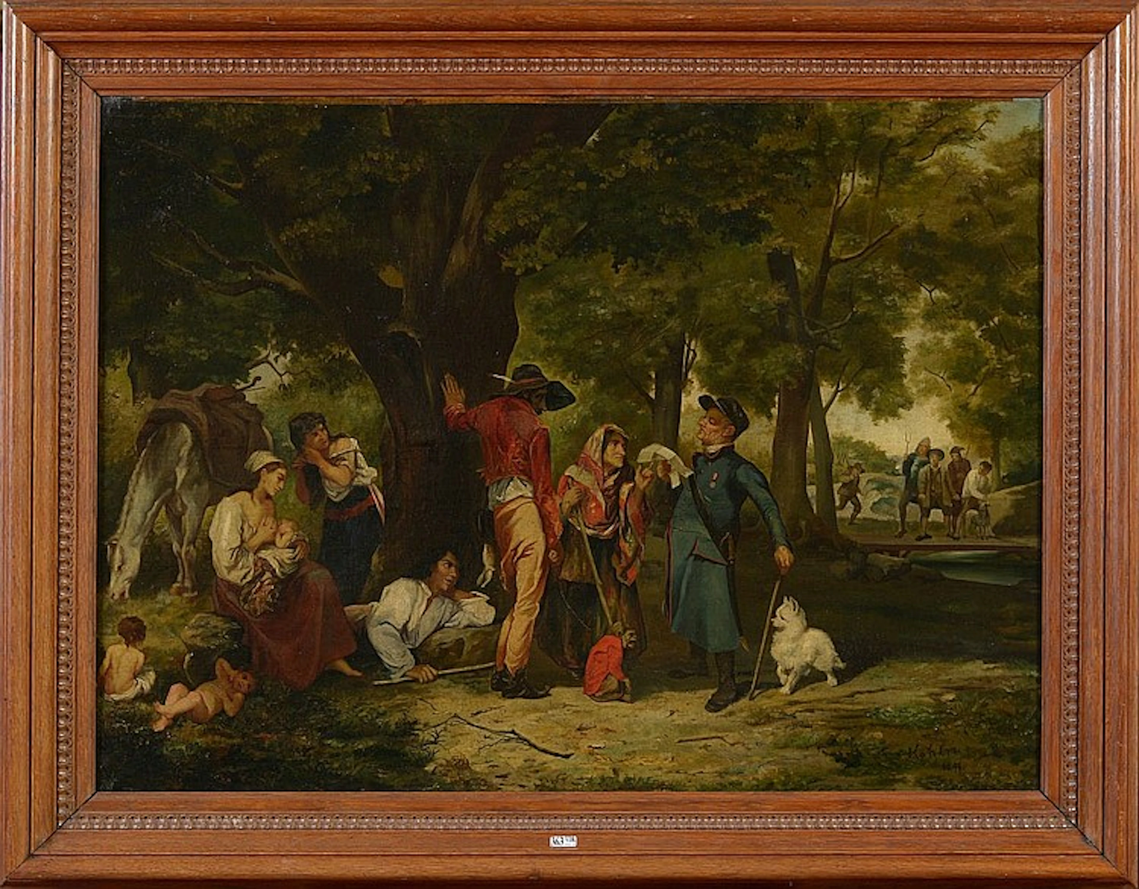 KAHLER Carl (1855 - 1906) Huile sur toile marouflée sur toile "Conversation