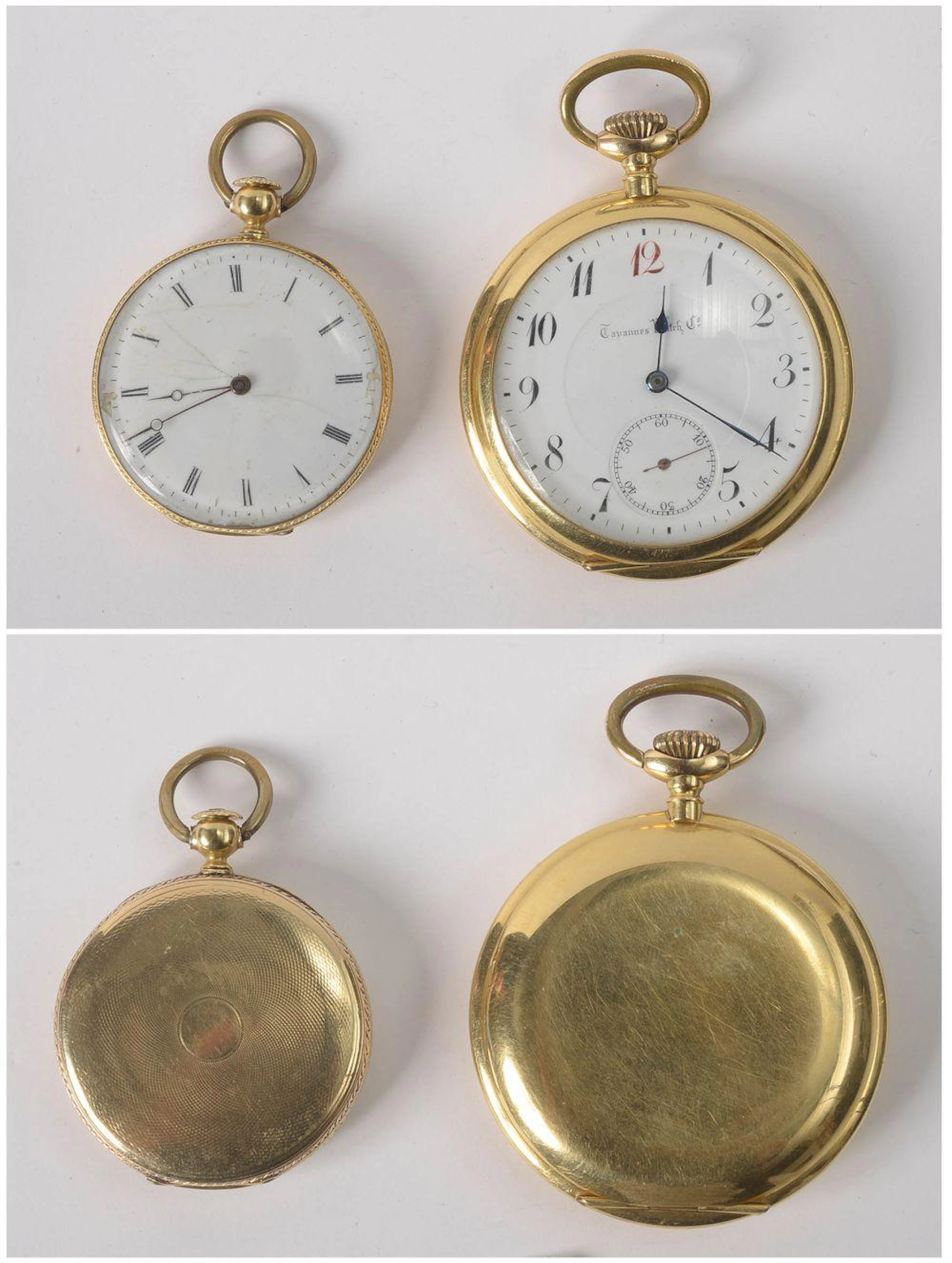 Deux montres goussets en or jaune 18 carats signées Patek...