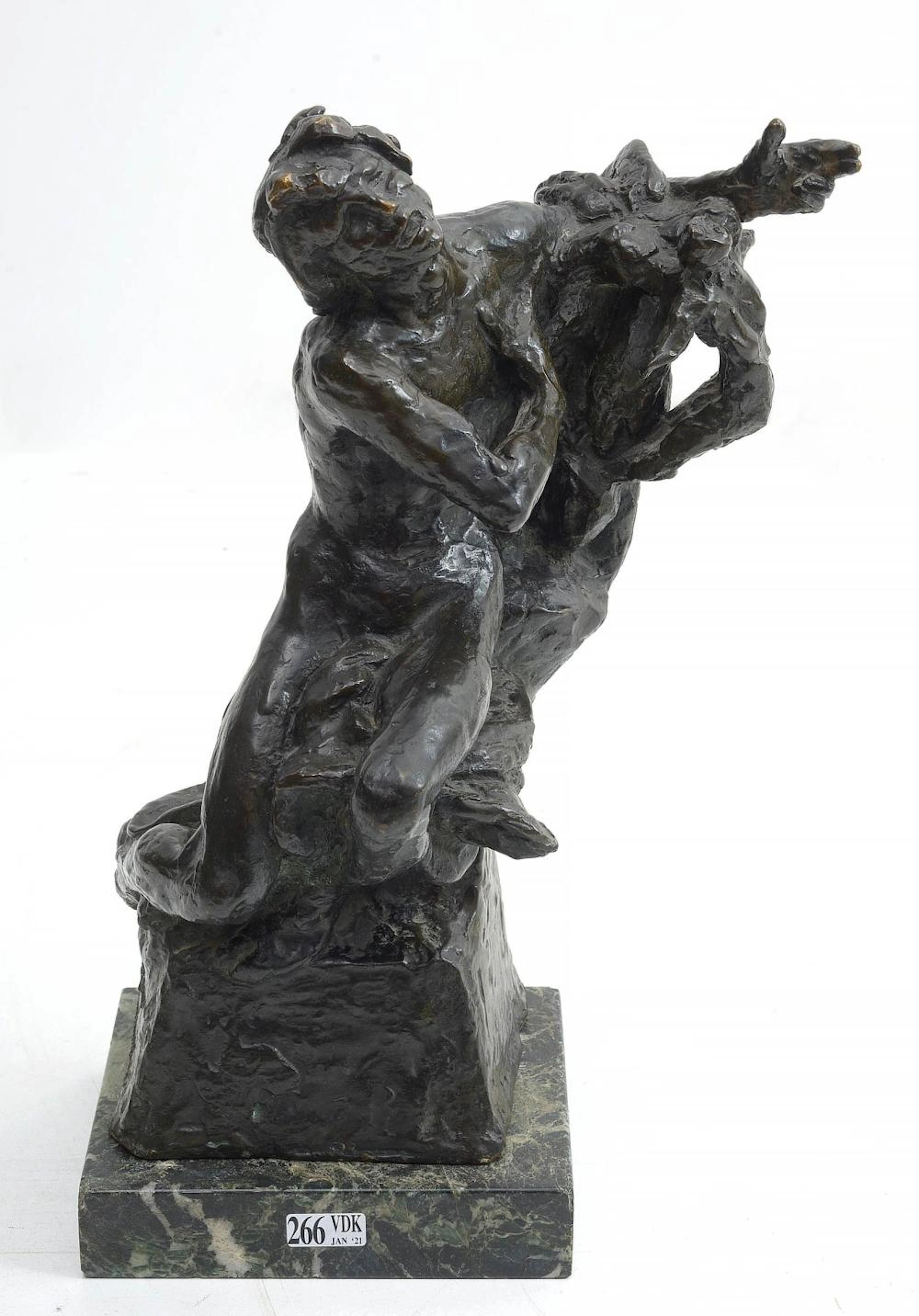 "Orphée" en bronze à patine brune. Monogrammé H.B., signé H. Boncquet et da