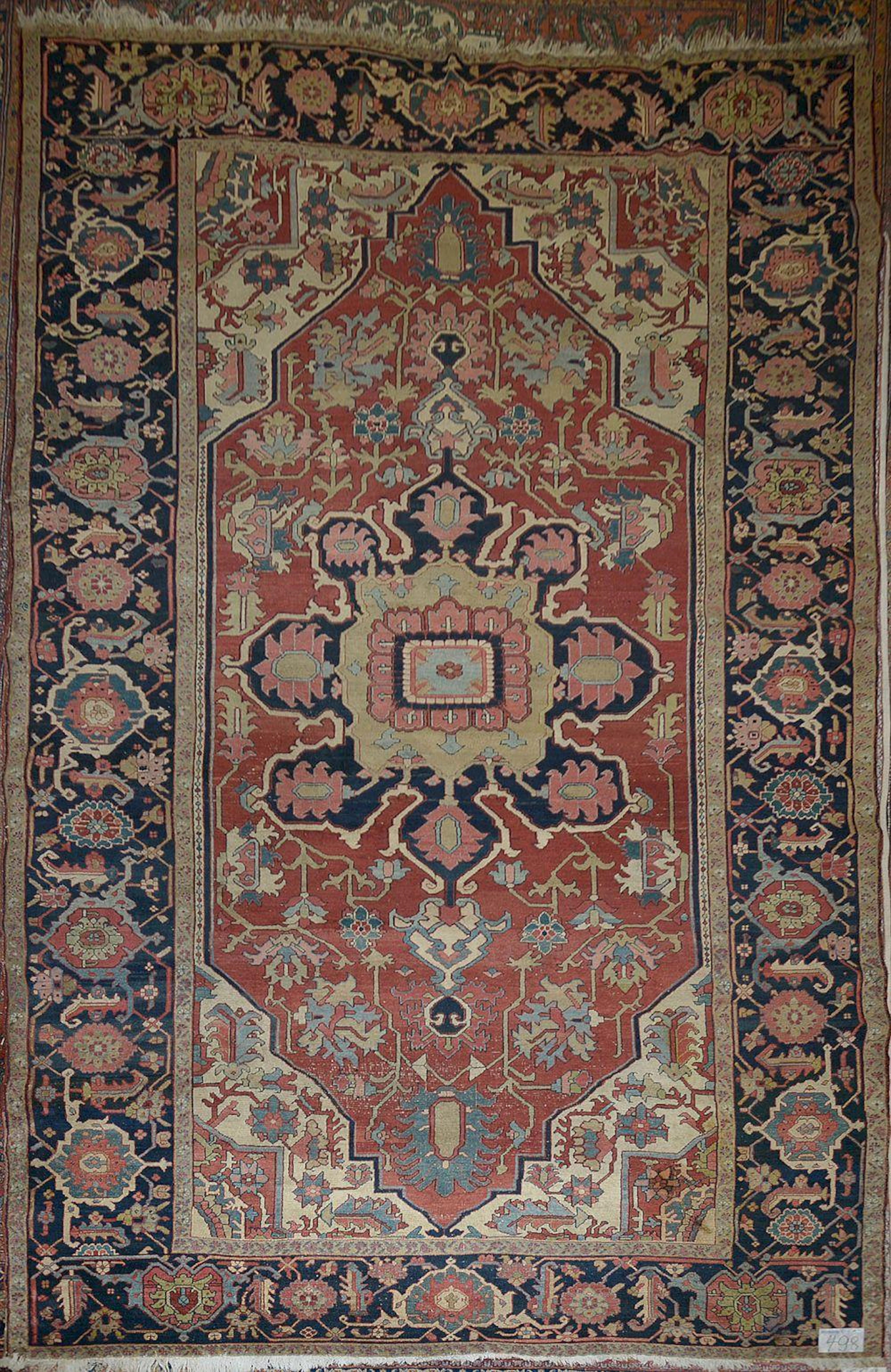 Grand tapis Heriz en laine fait main décoré d'un...