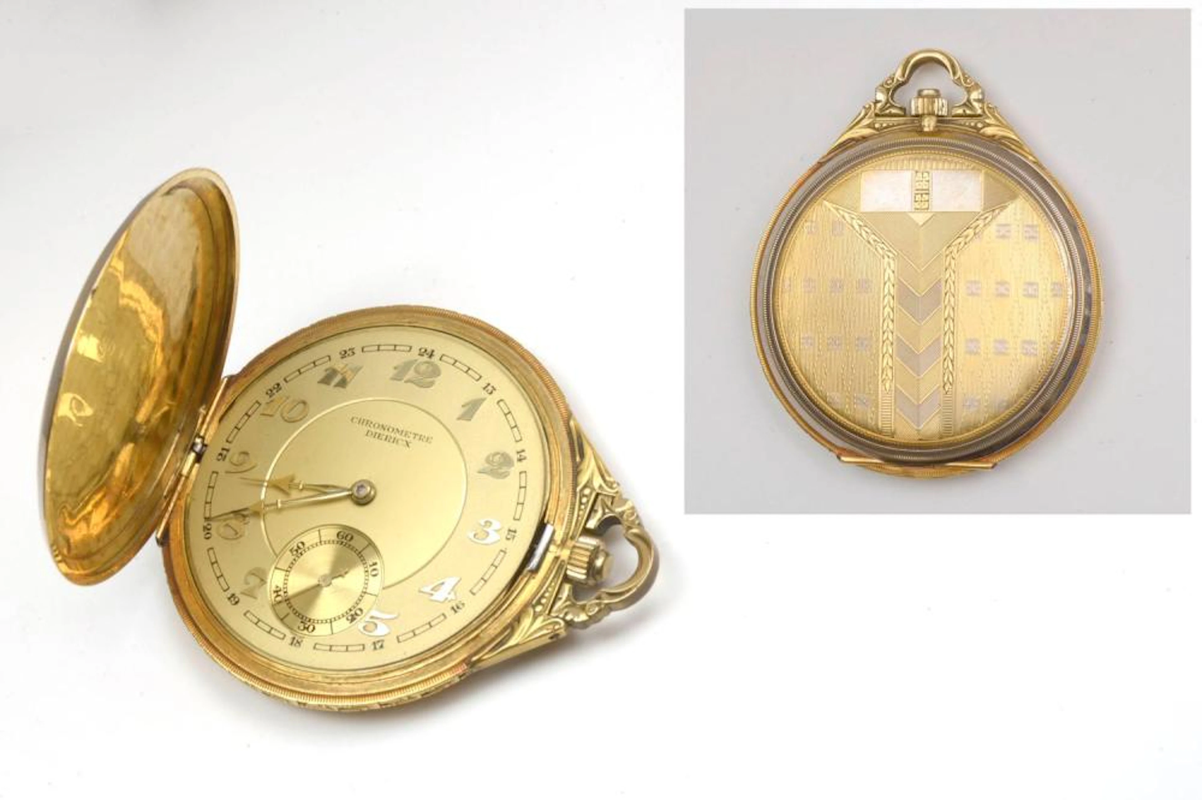 Montre gousset chronomètre de marque Diericx en or jaune...