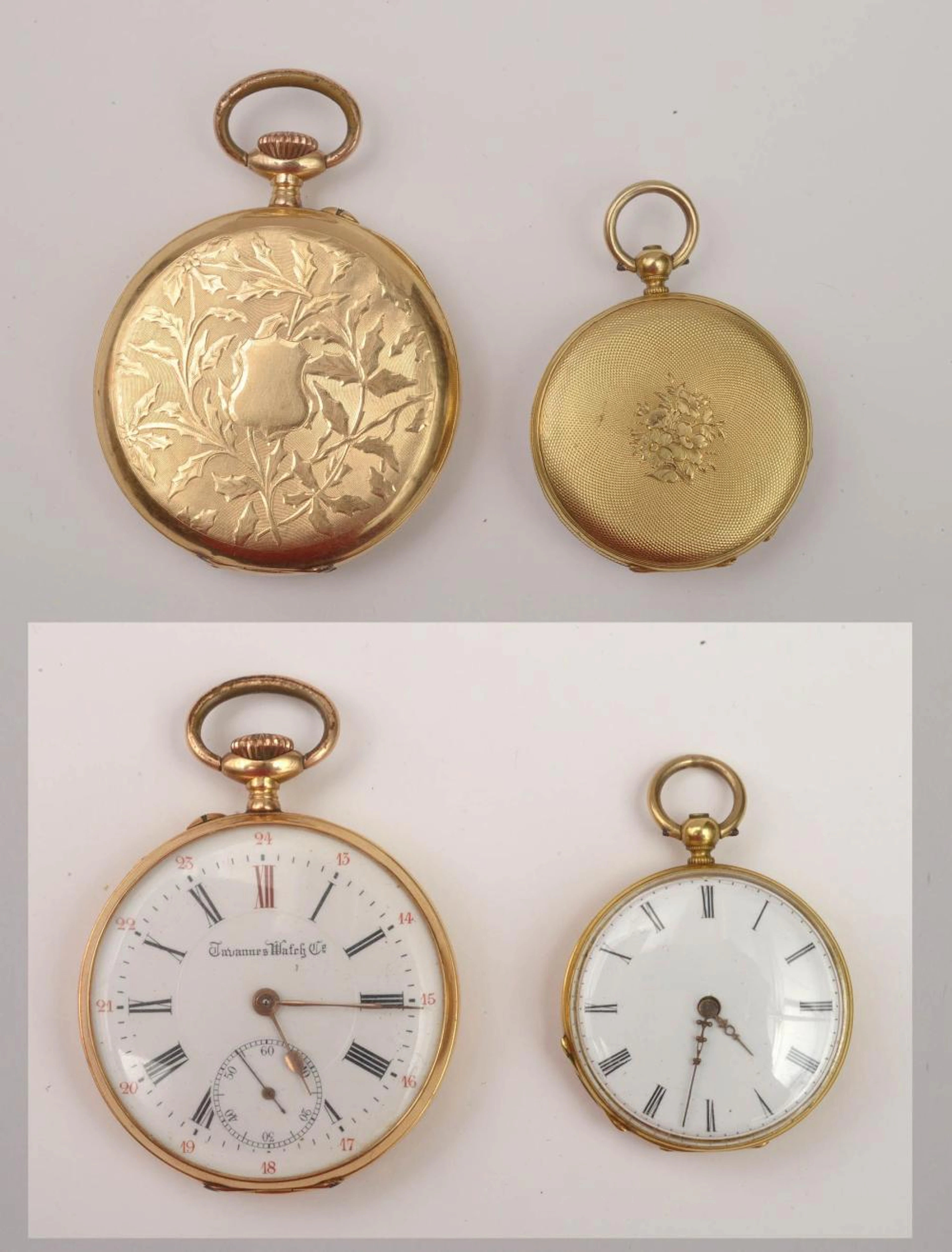 Horlogerie Deux montres gousset en or jaune 18 carats. L'une de marque T