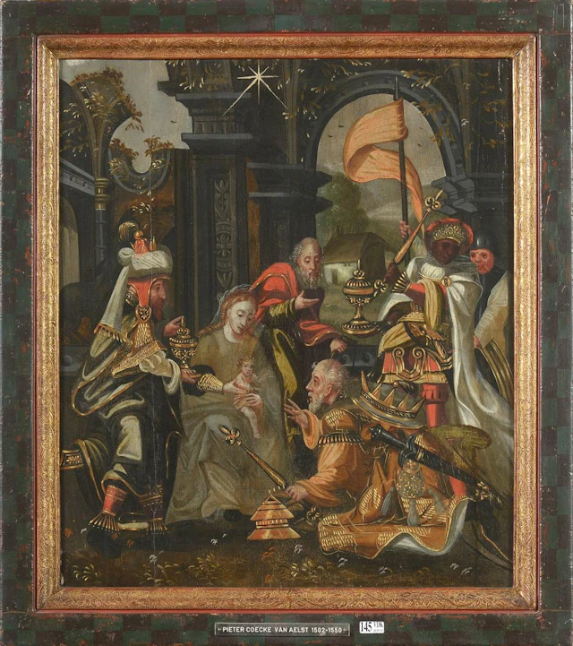 Tableaux Huile sur panneau de chêne parqueté "Présentation de l'Enfant J