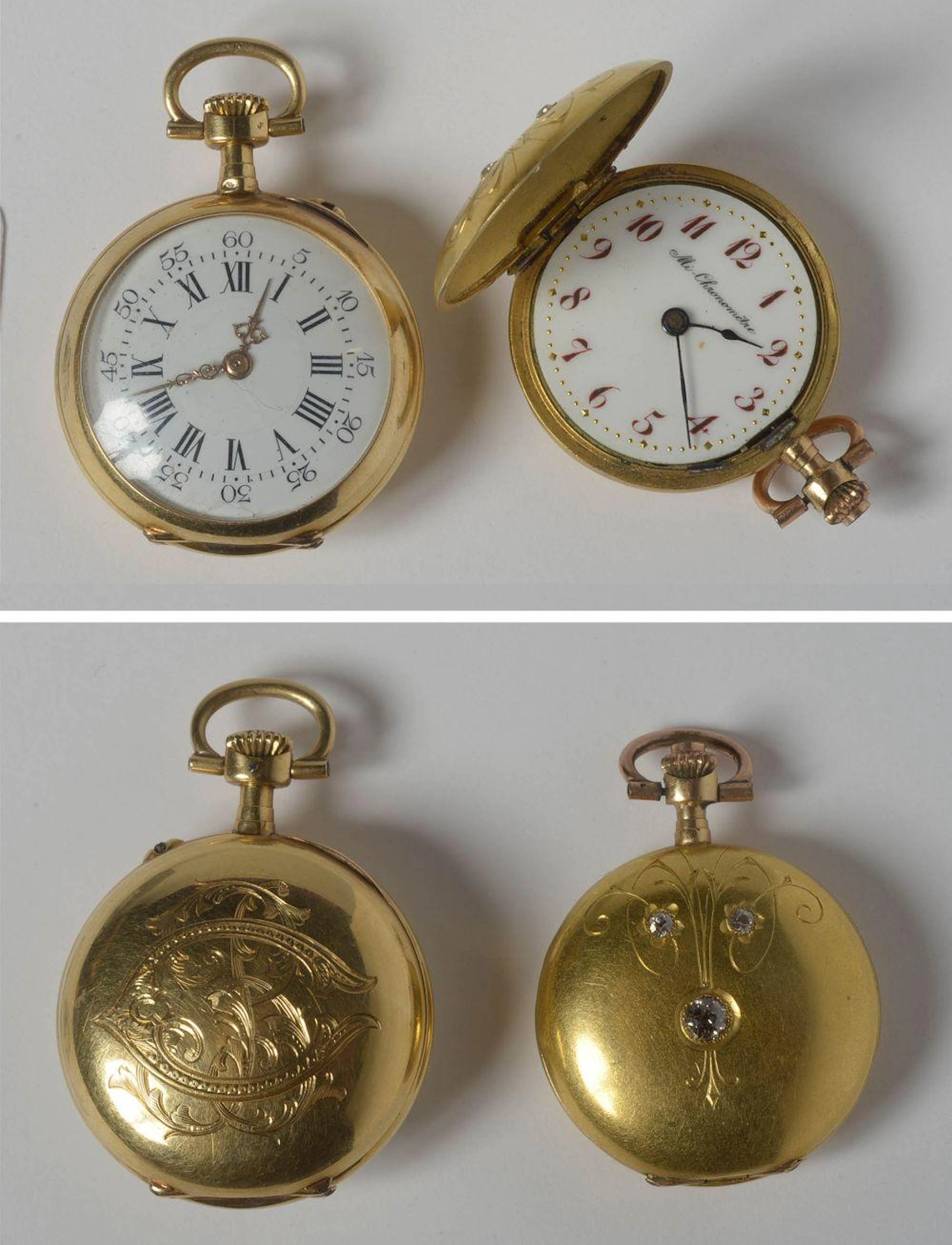 Deux montres gousset en or jaune 18 carats: L'une de marque Longines