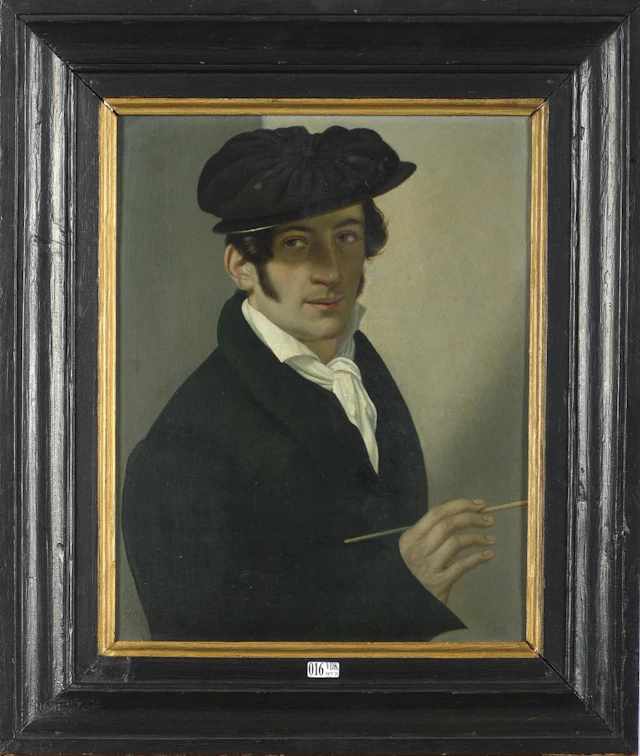 TABLEAUX Huile sur panneau de chêne "autoportrait du peintre"