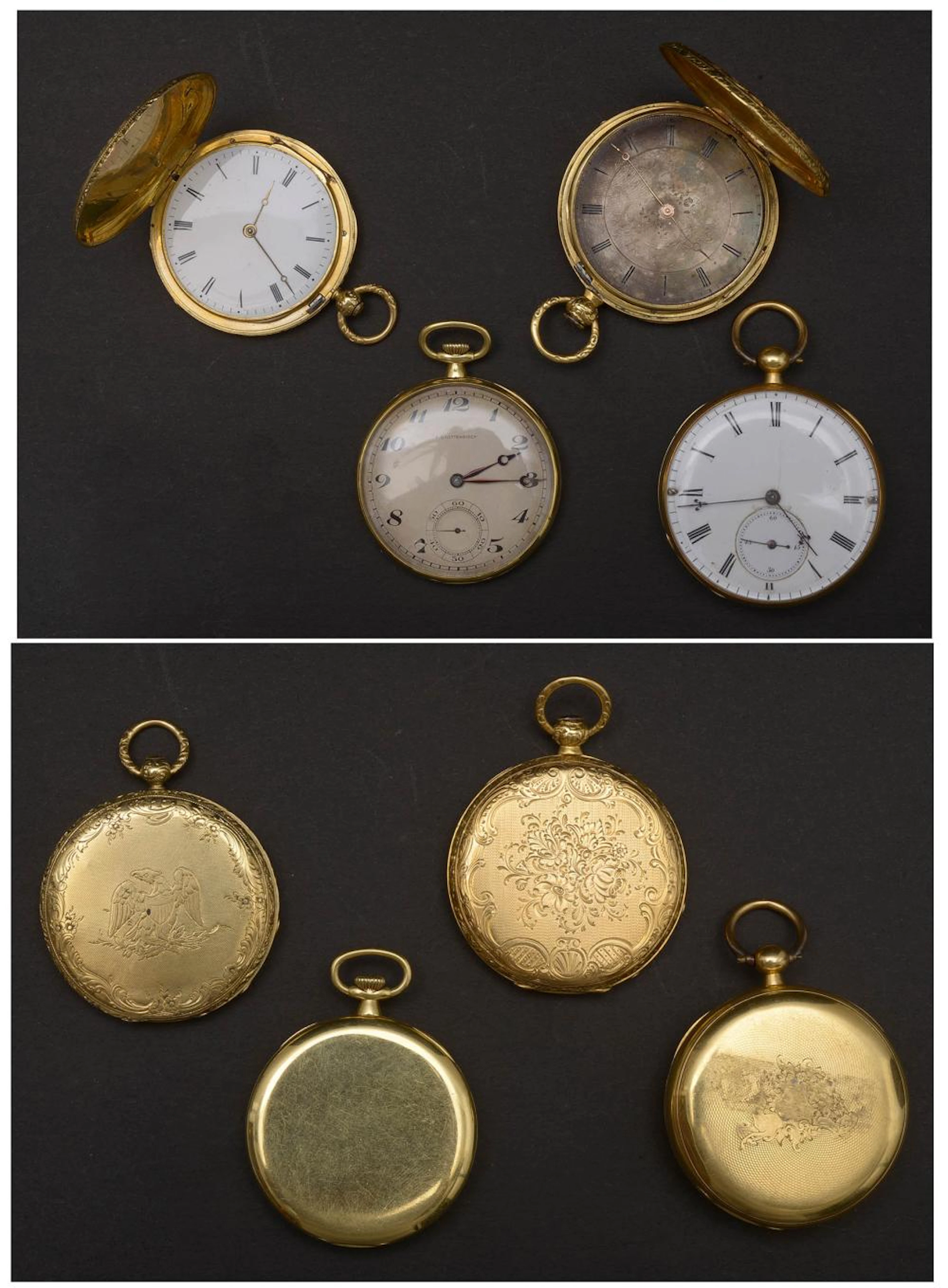 HORLOGERIE Lot de quatre montres gousset en or jaune 18 carats