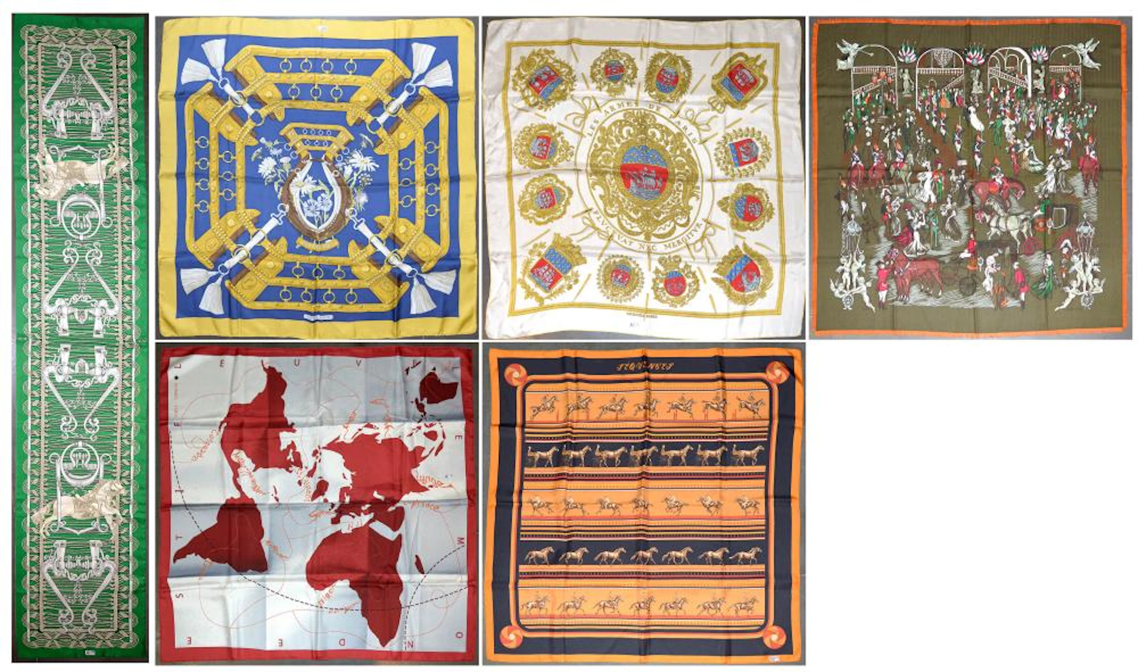 VINTAGE ET HAUTE COUTURE Un lot de 6 carrés et foulards...