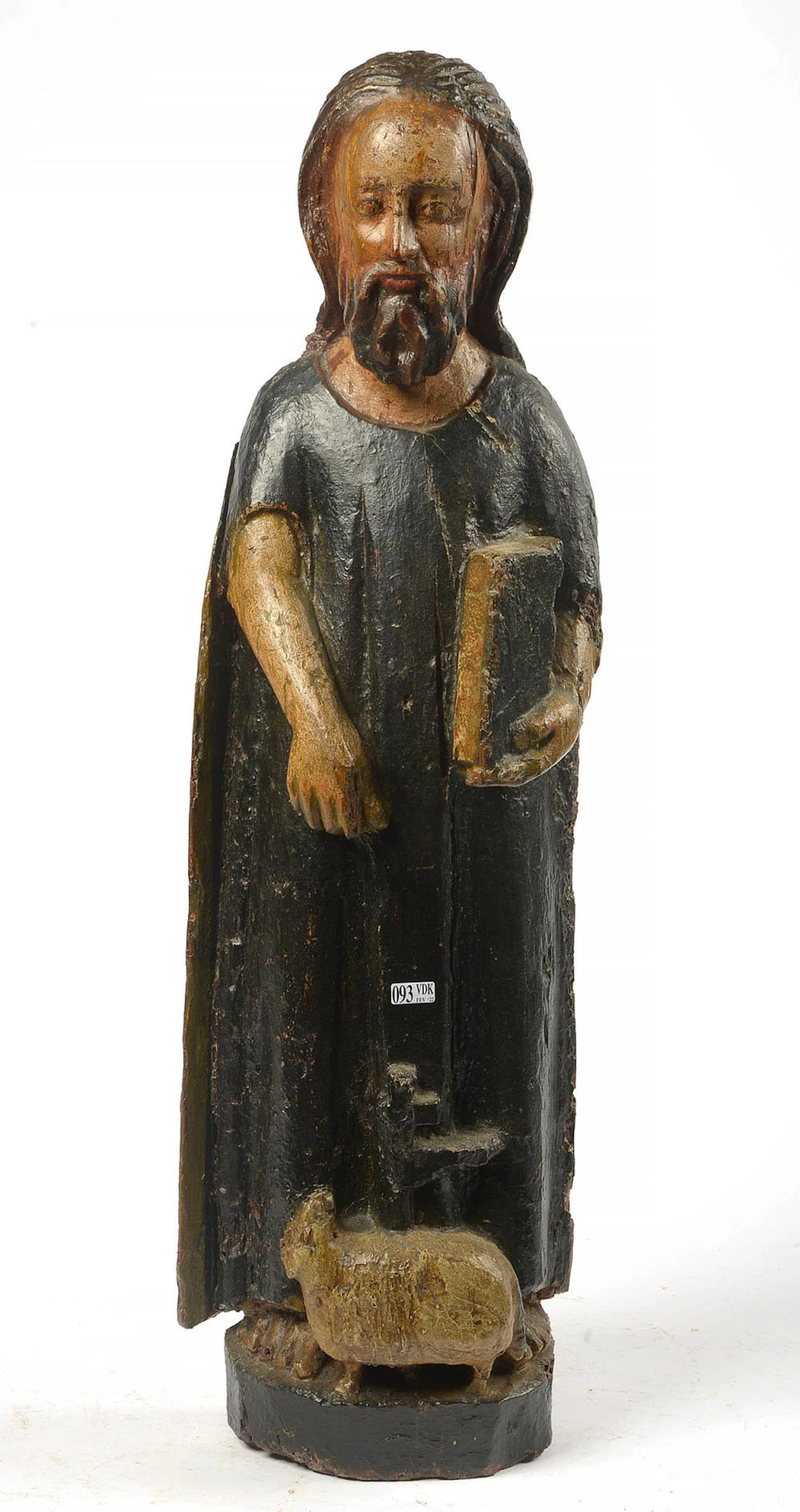 "Saint Jean-Baptiste" en mélèze sculpté et polychromé. Travail es